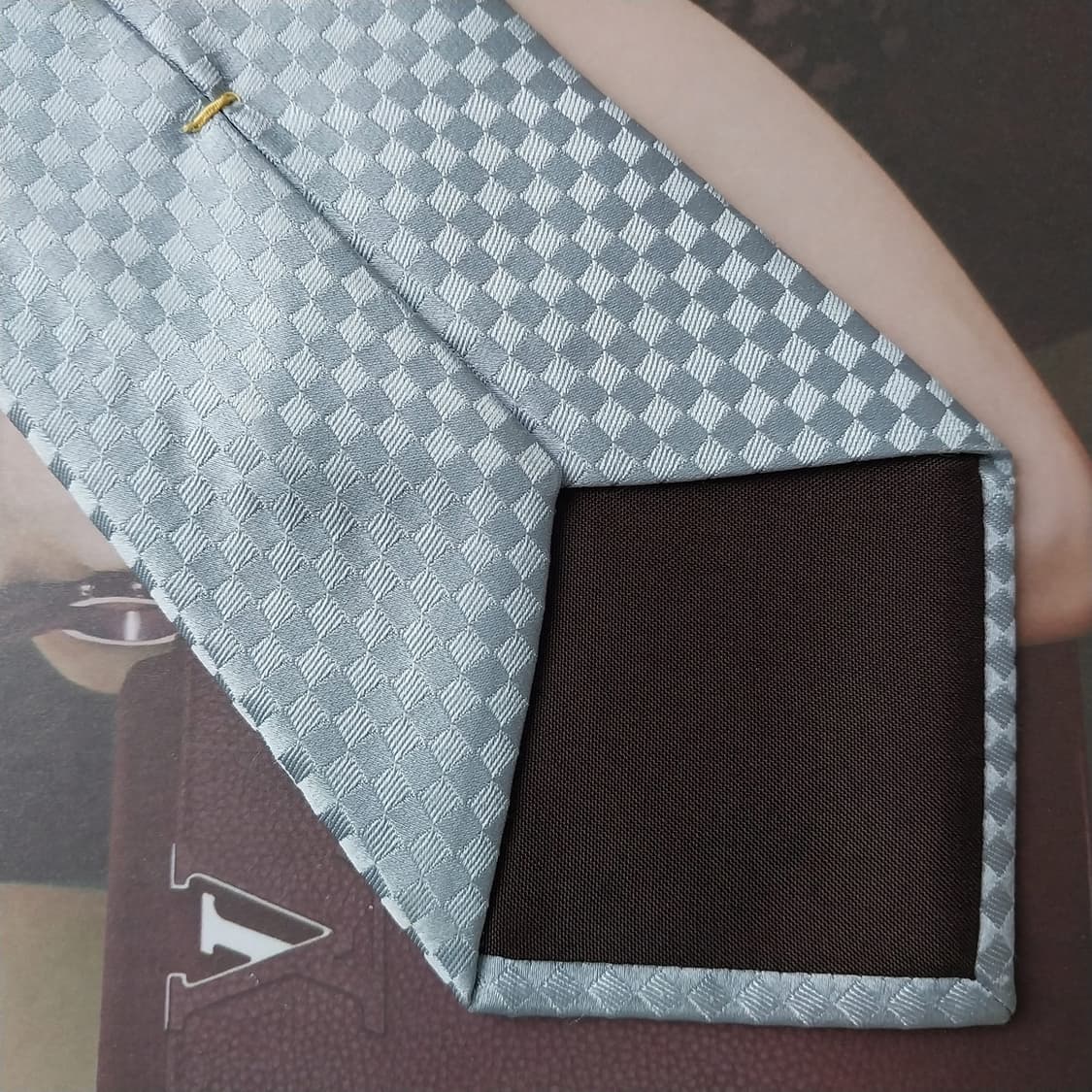 루이비통 실크 스카이 블루 자카드 넥타이 9cm B등급 K2085 상품이미지5