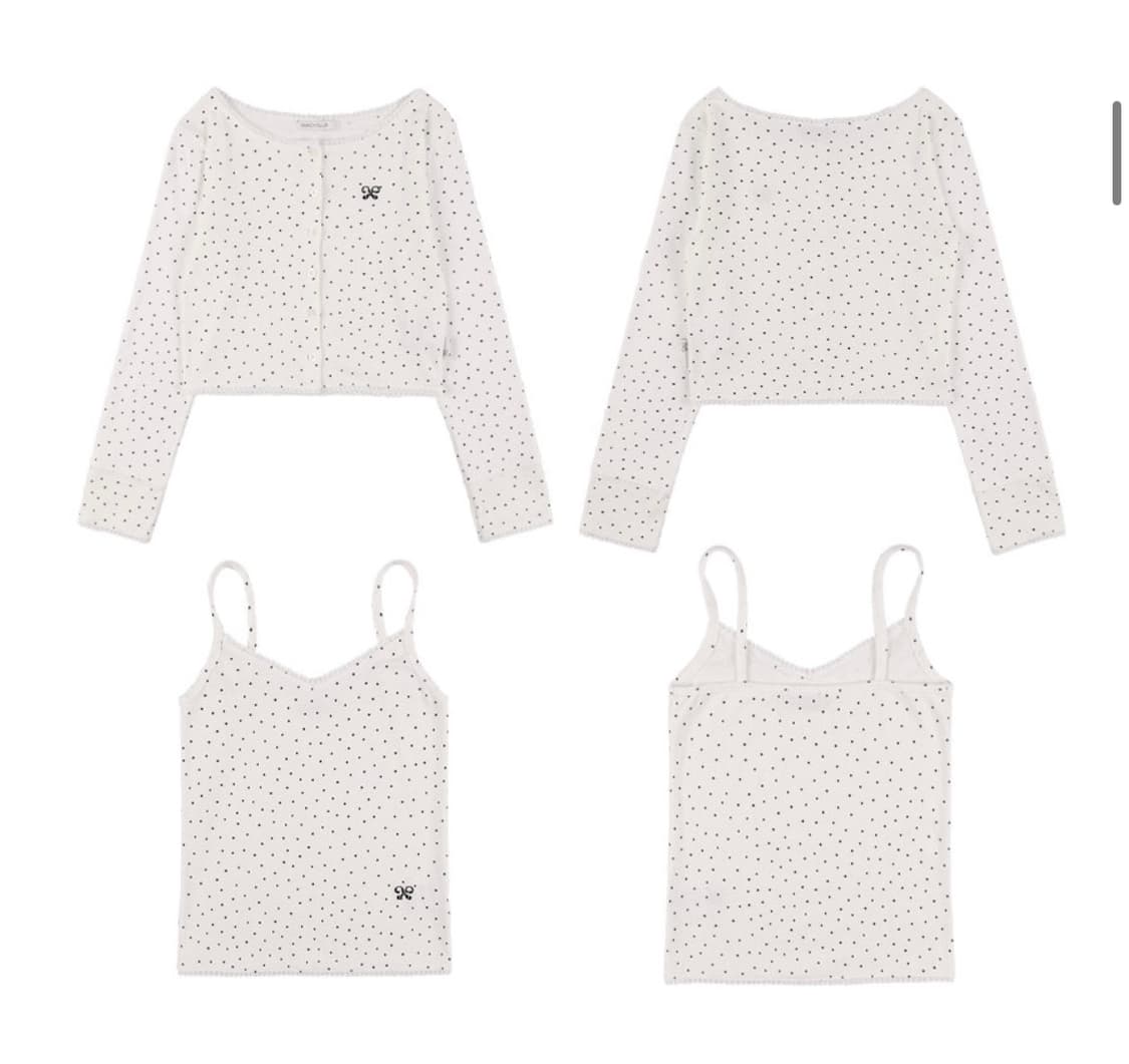 팬시클럽 레이스 베이직 가디건 나시 셋업 화이트 상품이미지2