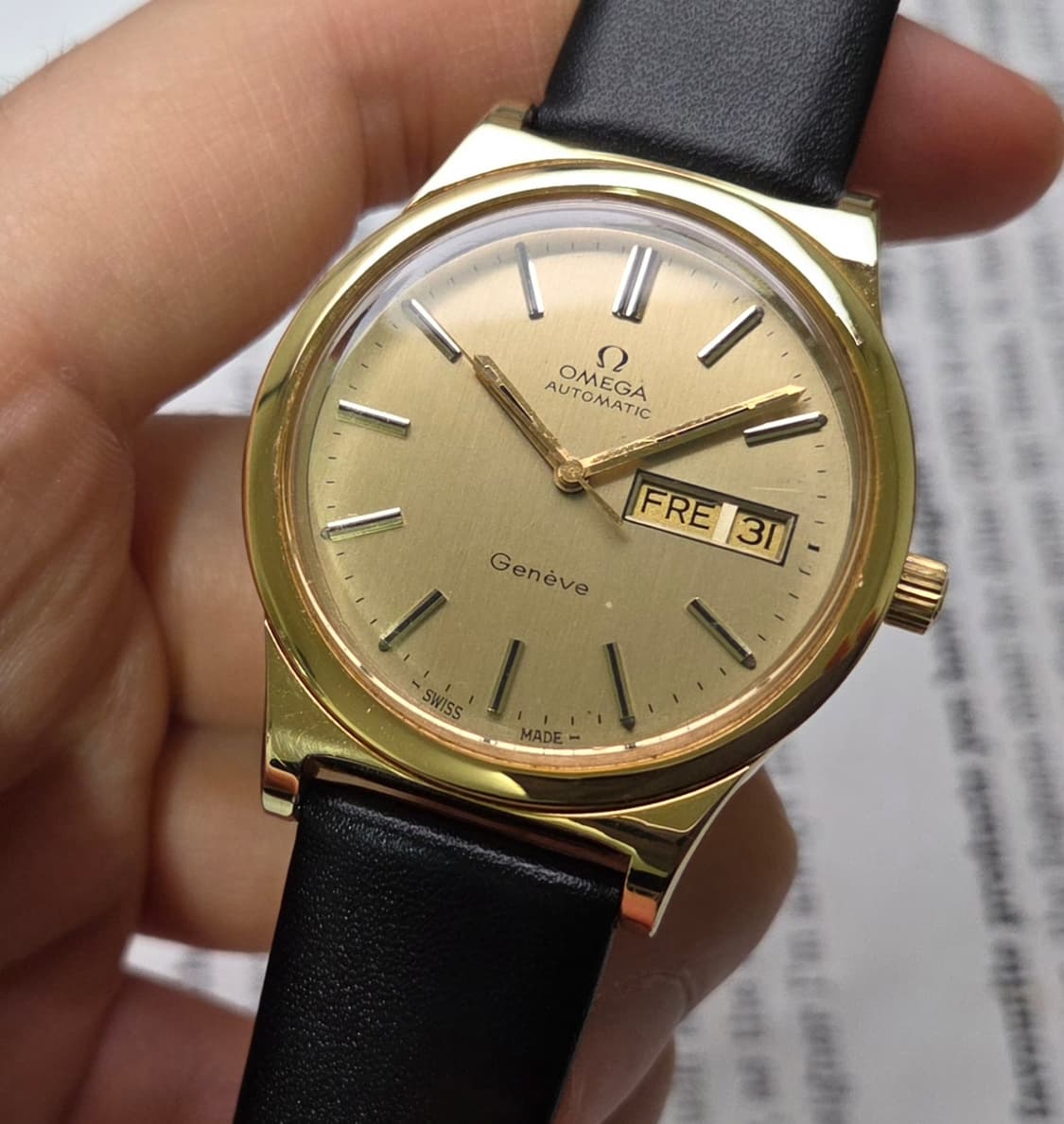 빈티지 오메가 제네브 올금장 오리지널 샴골판 데이데이트 오토매틱 상품이미지3