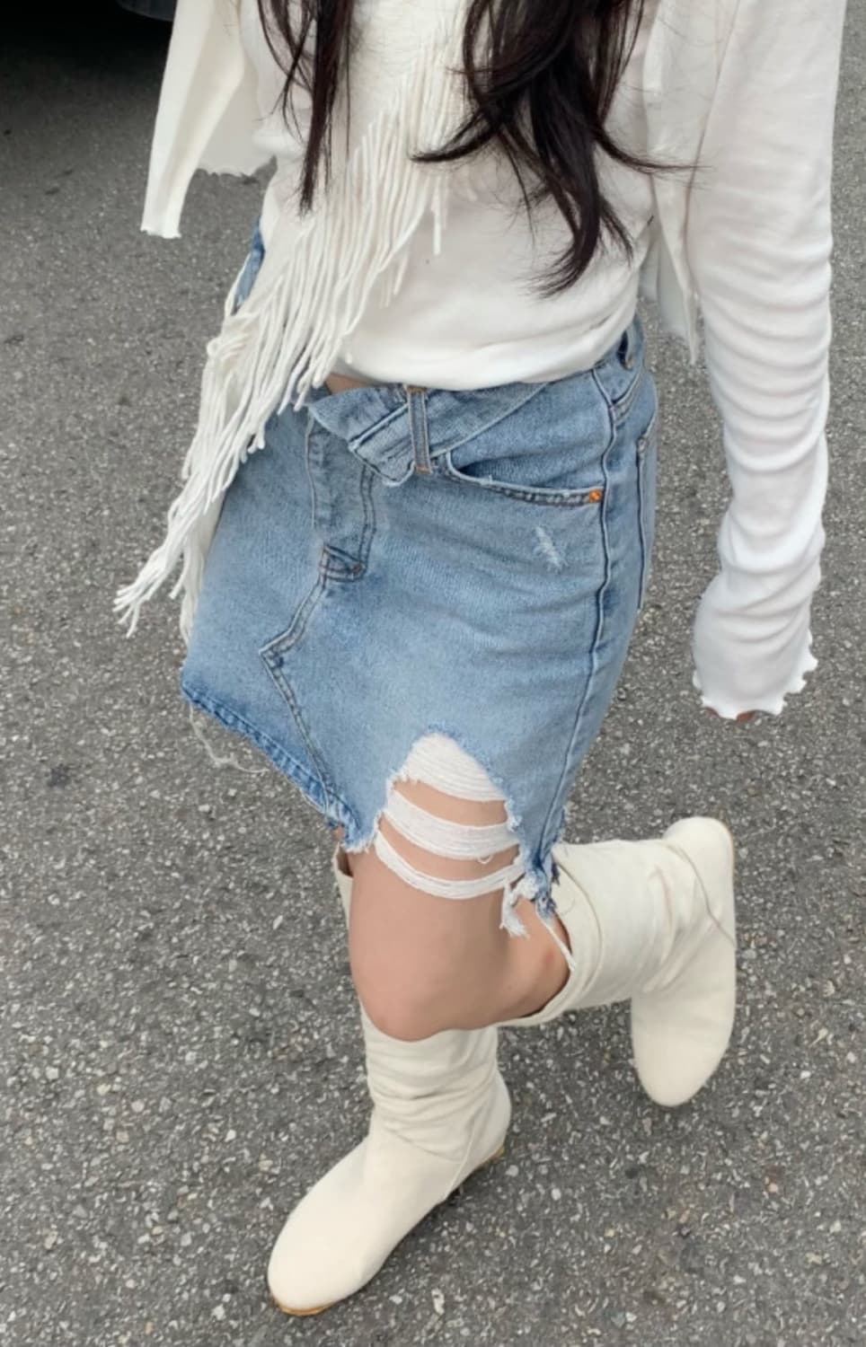 히피디피 폴딩 데님 스커트 S 상품이미지1