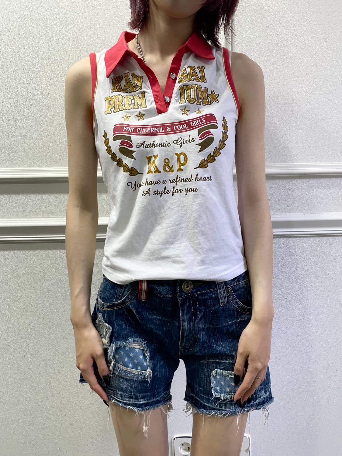 2000s Y2K Kitsch Print Slim Fit 와투케 키치 상품이미지5