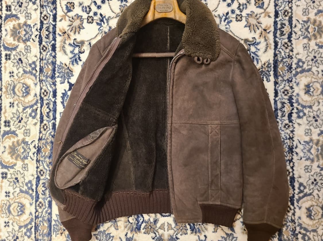 빈티지 브라운 시어링 무스탕 봄버 가죽 자켓 100사이즈 상품이미지3
