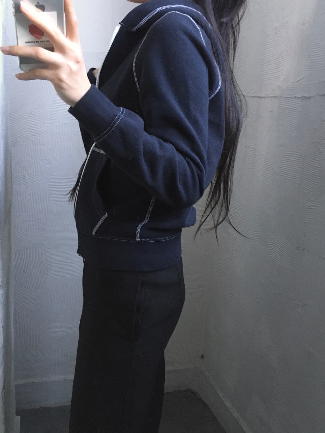 Bape 베이프 네이비 스티치 로고 후드집업 상품이미지2