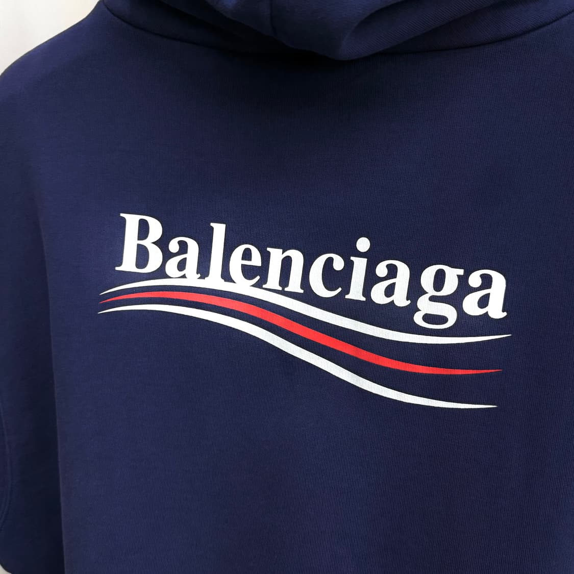 [M] 발렌시아가 웨이브로고 후드티 네이비 상품이미지4