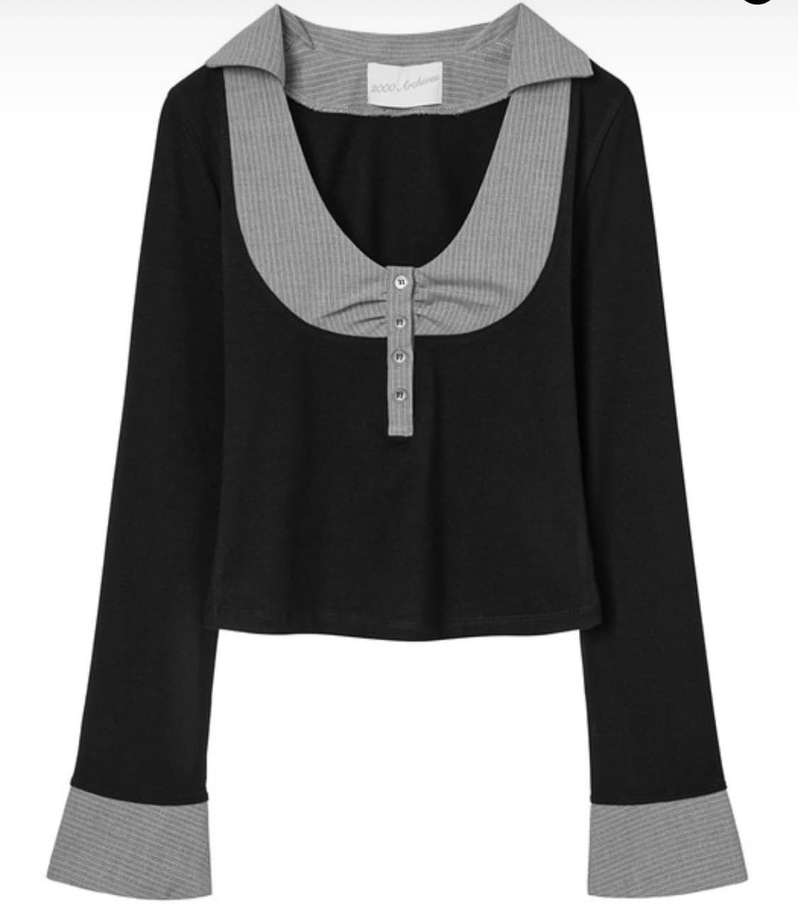 2000 아카이브스 STRIPE PREPPY TOP (BLACK) 상품이미지1