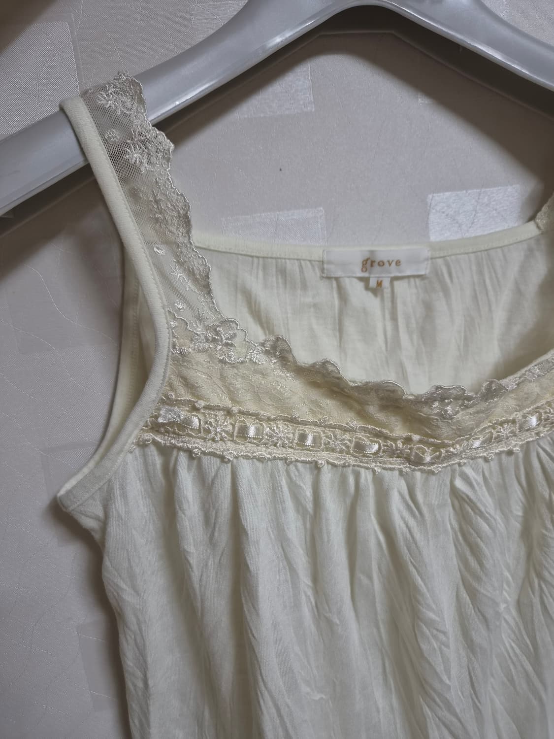빈티지 모리걸 하구미 페어리 카라히나 레이스 아이보리 나시 상품이미지2