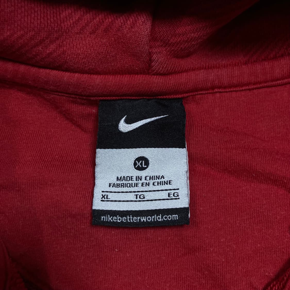 나이키 맨체스터 유나이티드 로고 체크 패턴 레드 후드 집업 상품이미지3