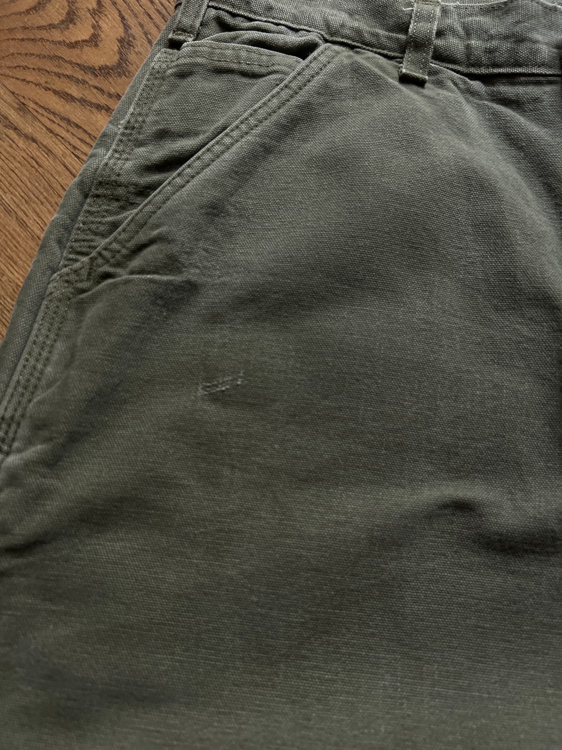 [30]칼하트 USA 덩가리핏 체크 라이닝 모스그린 카펜터 워크팬츠 M9 상품이미지4