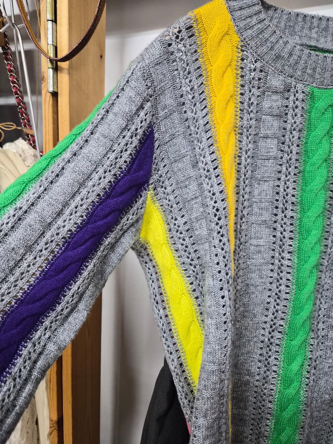 베네통 멀티컬러  케이블 봄니트. 상품이미지5