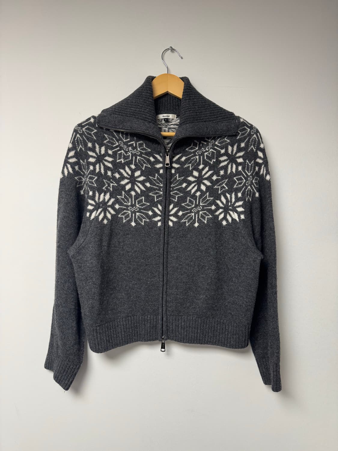 드파운드 자가드 패턴 울 집업 니트 가디건 F depound 상품이미지7