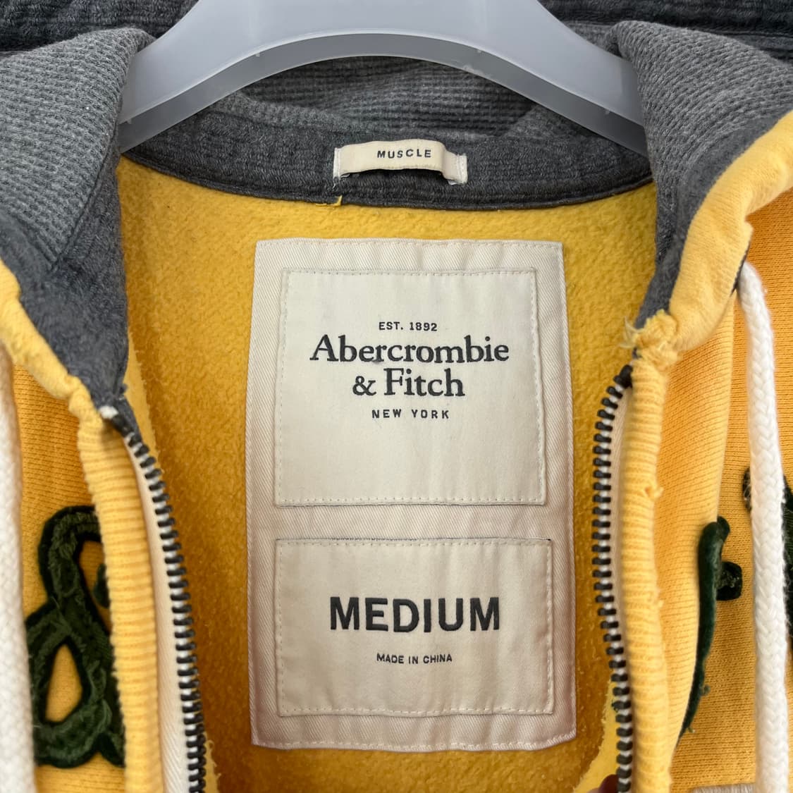 아베크롬비 자수로고 옐로우 후드집업 상품이미지5