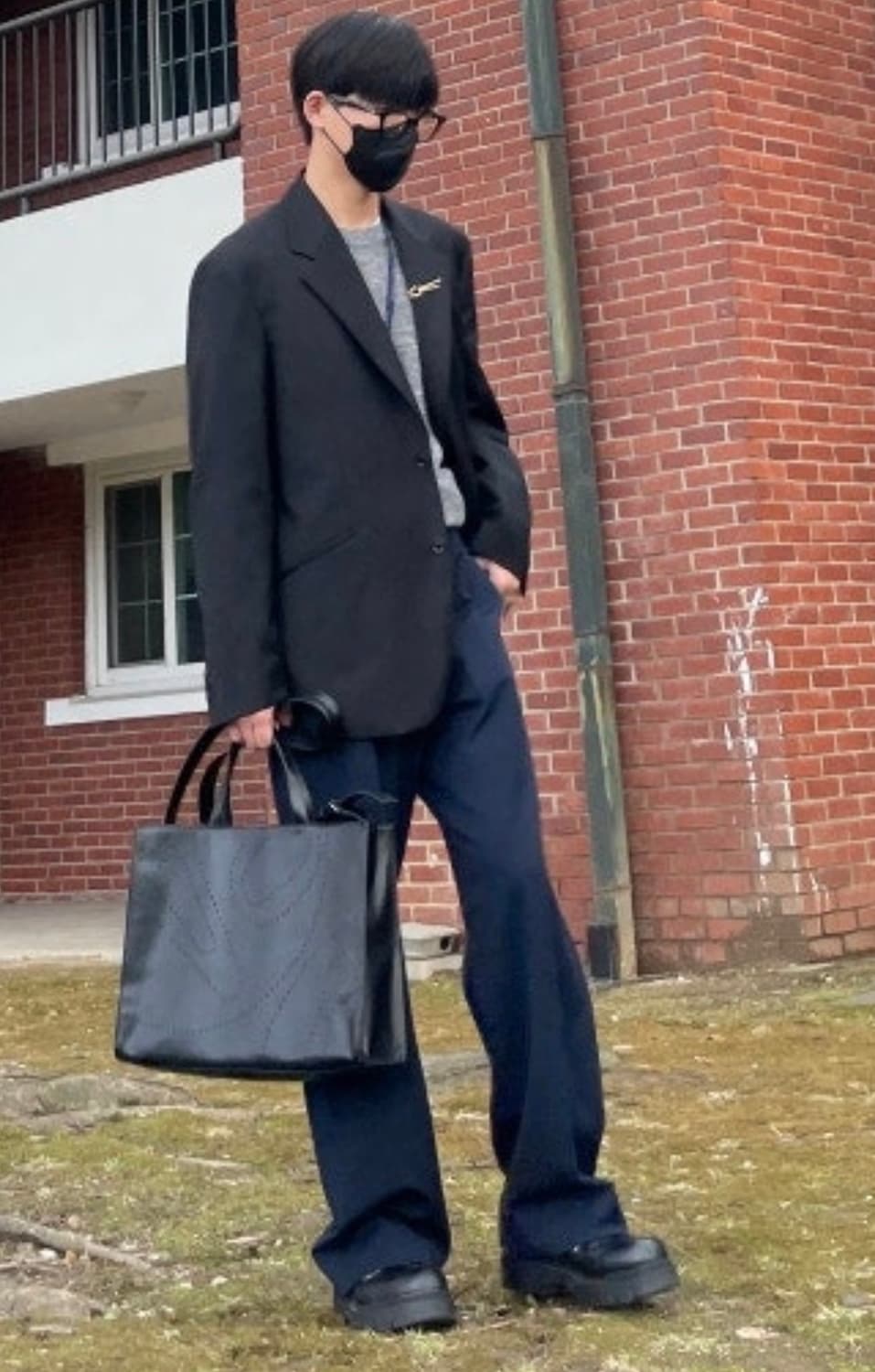 시스템옴므 와이드 핏 네이비 바지 상품이미지1