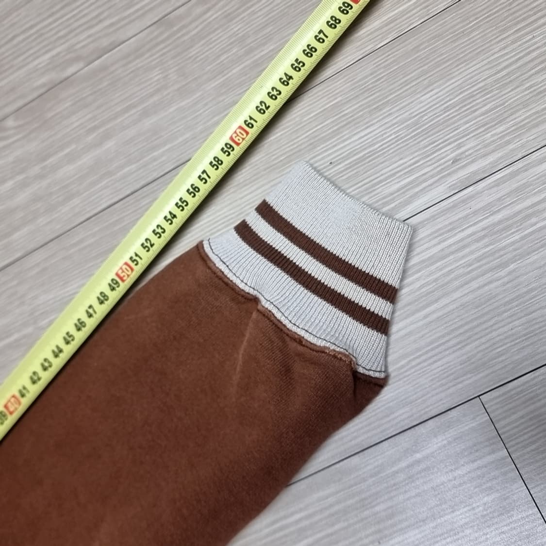 빈티지 usa메이드 챔피온 브라운 리브드 스웨트셔츠(xl) 상품이미지7