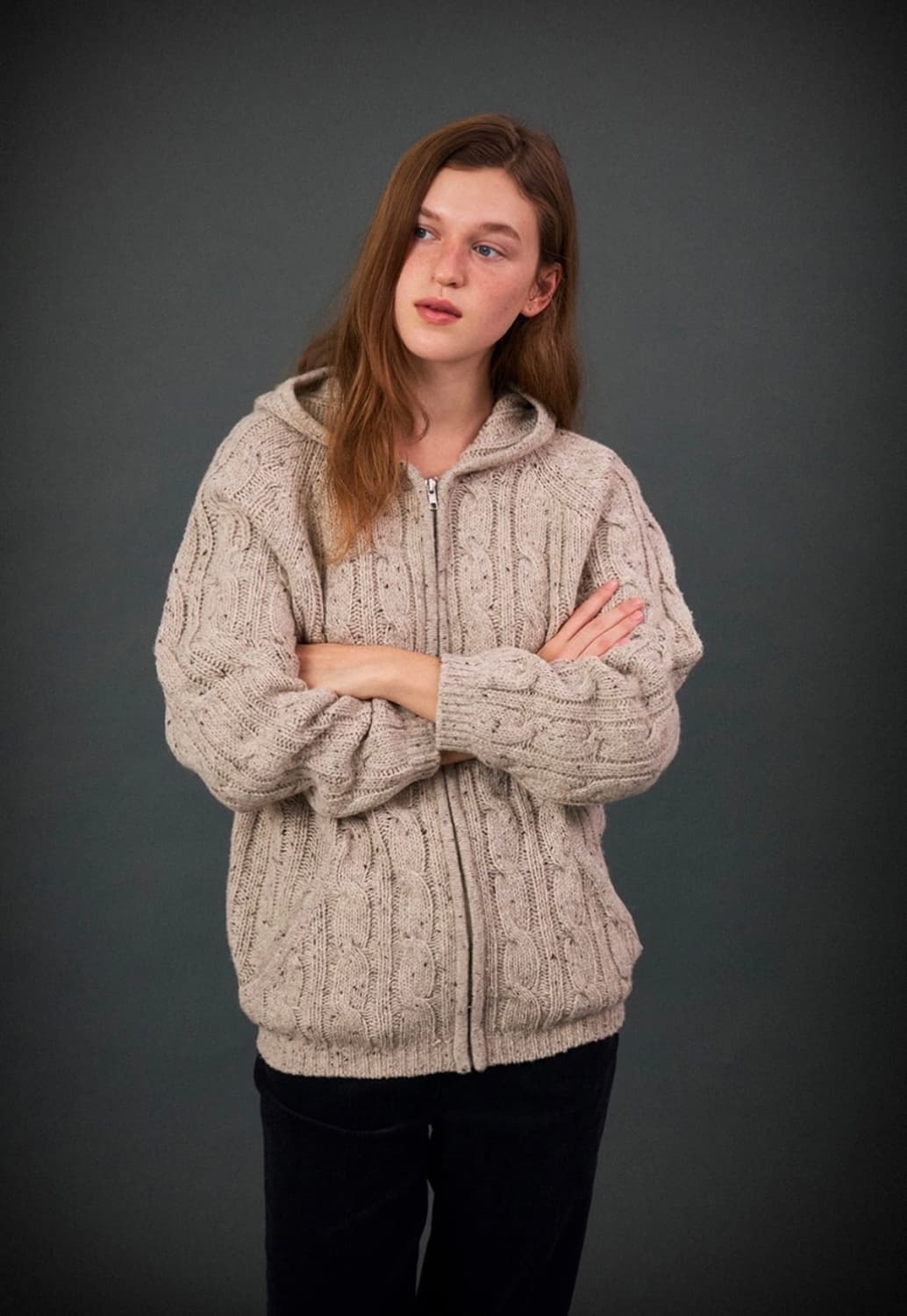 게드 Ged Cable hooded zip-up knit 후드 집업 니트 상품이미지1