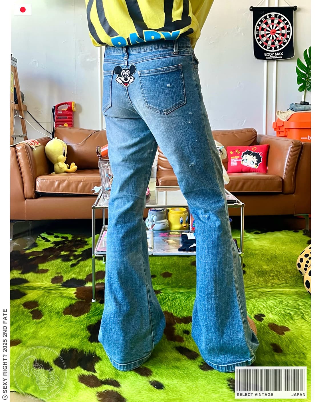 Mickey Hip Patch Boots-cut Denim Jeans 상품이미지1