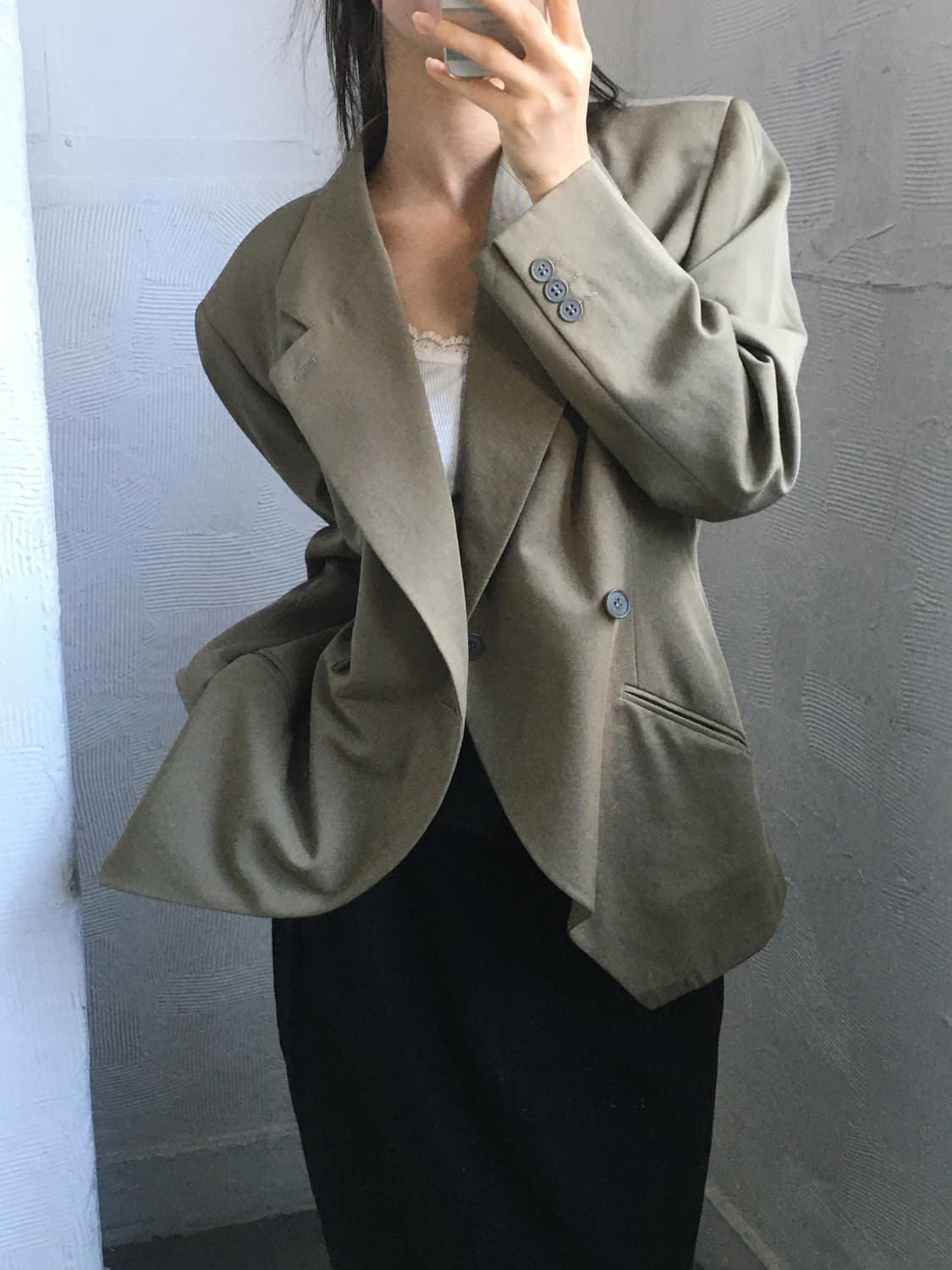 Issey Miyake 이세이 미야케 카키 비대칭 블레이저 상품이미지3