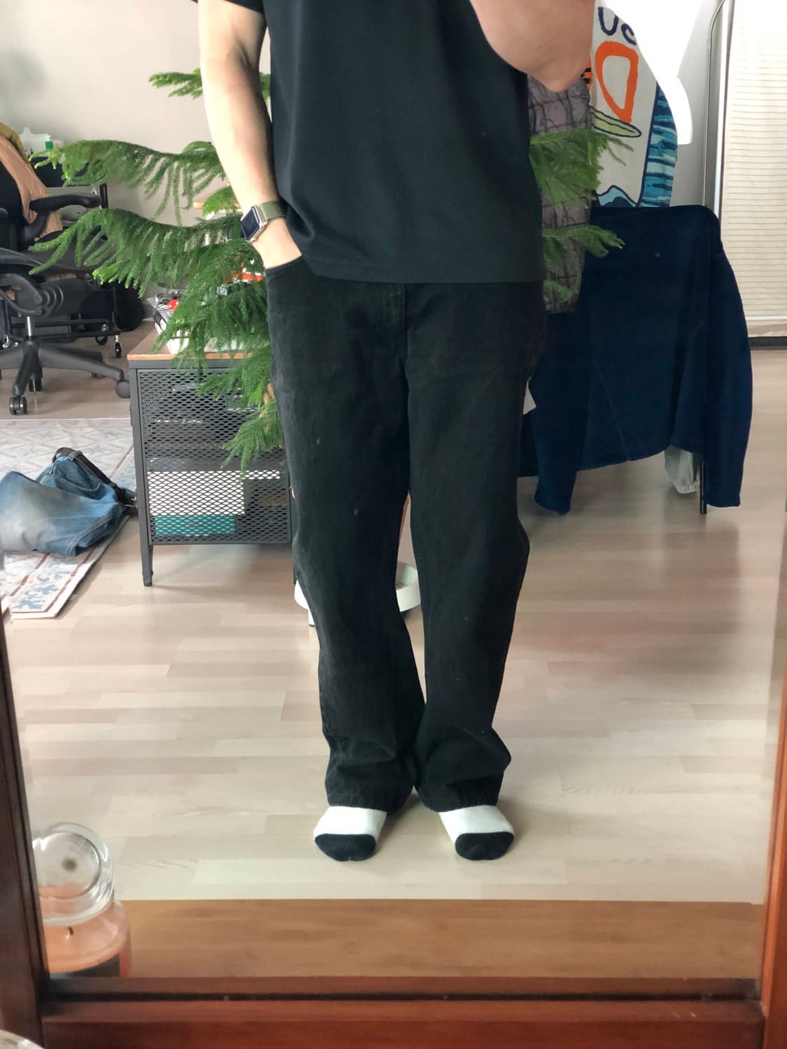 게스 스트레이트 핏 흑청 블랙진 데님 청바지 상품이미지7