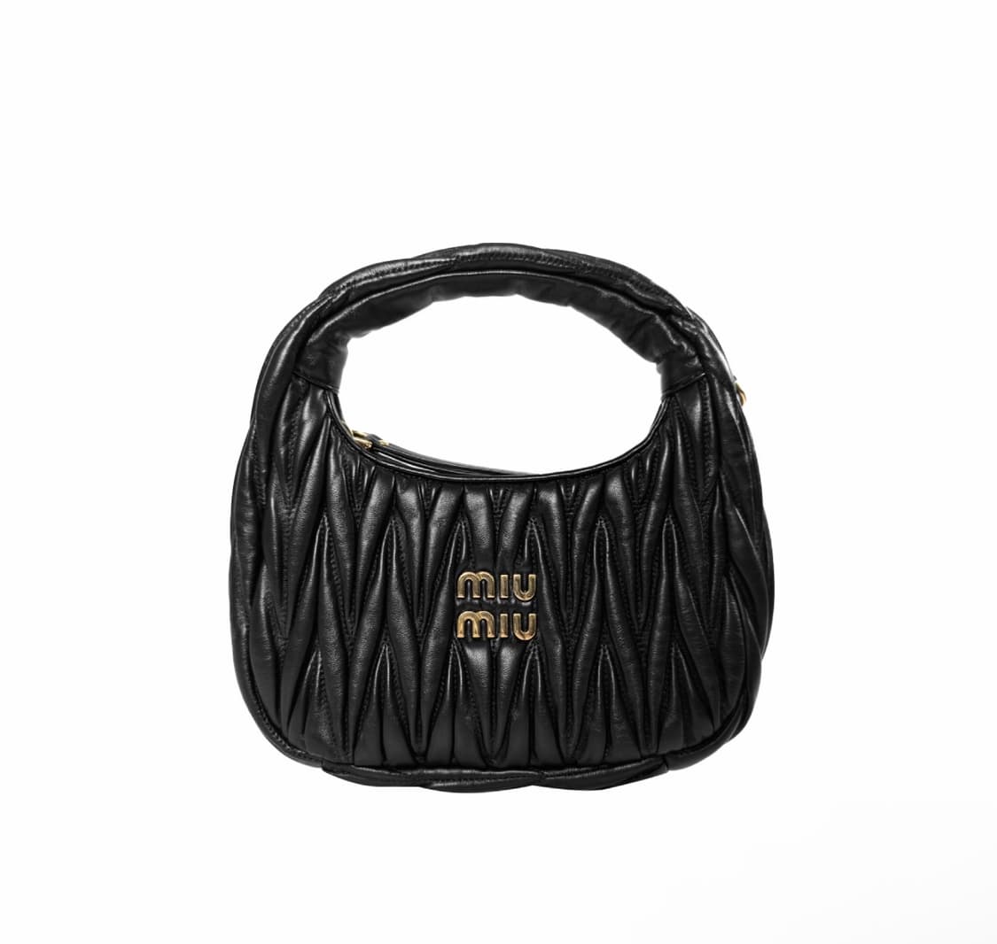 [S] 미우미우 여성 완더 마테라쎄 나파 가죽 숄더 호보백 블랙 스몰 상품이미지1