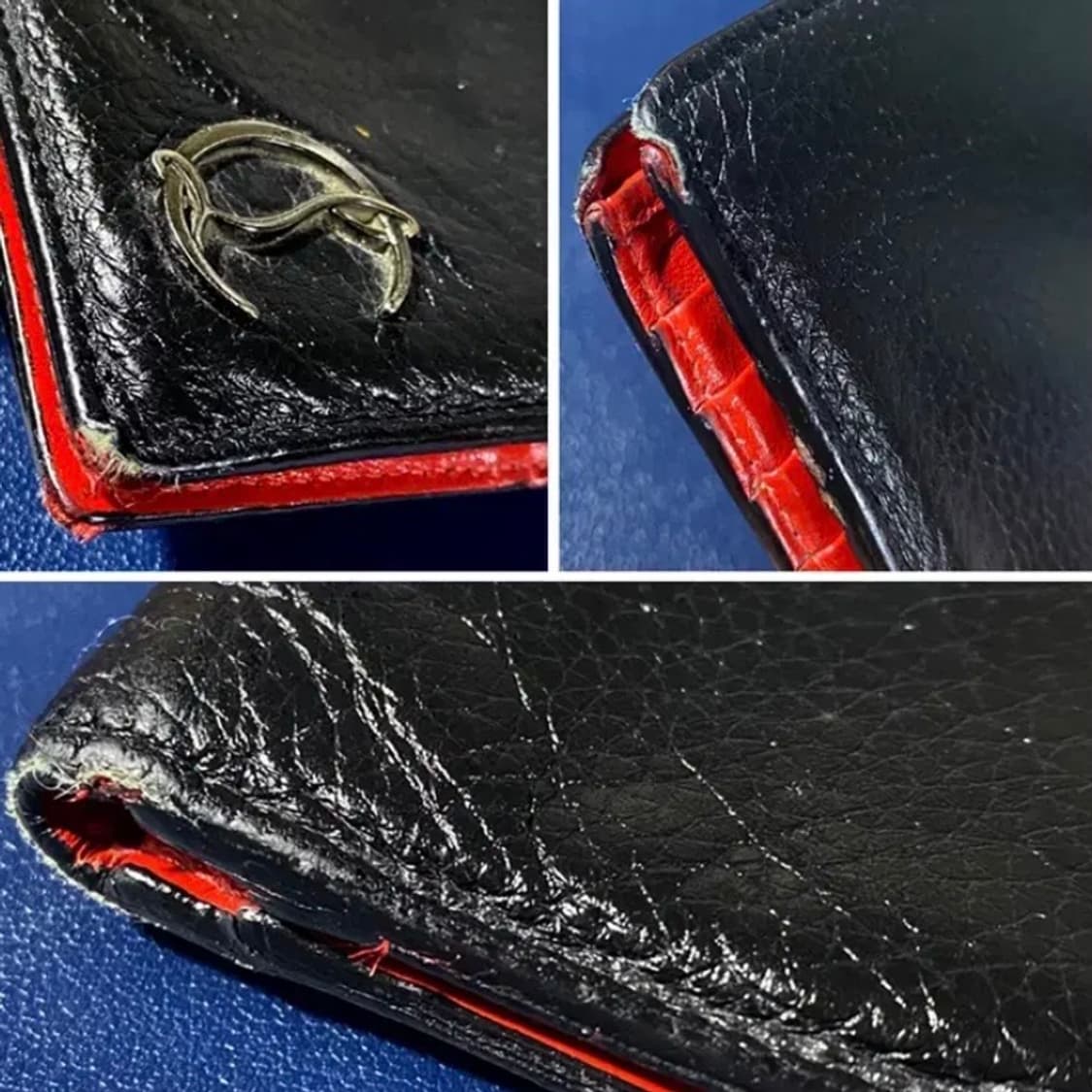 [정품] 크리스찬루부탱 심벌메탈 CL로고 투톤컬러 송아지가죽 반지갑 상품이미지10