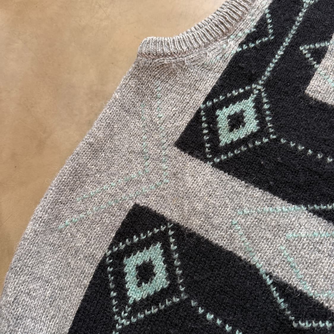 80S 맨즈 비기 BY 타케오키쿠치 에스닉 퓨어  뉴 울 베스트 상품이미지4