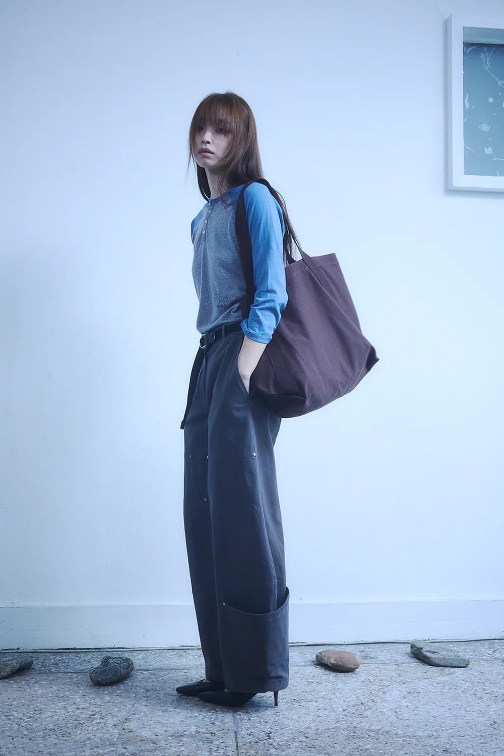 새상품 . . . 할로미늄 트윌 토트 백 / 브라운 상품이미지2