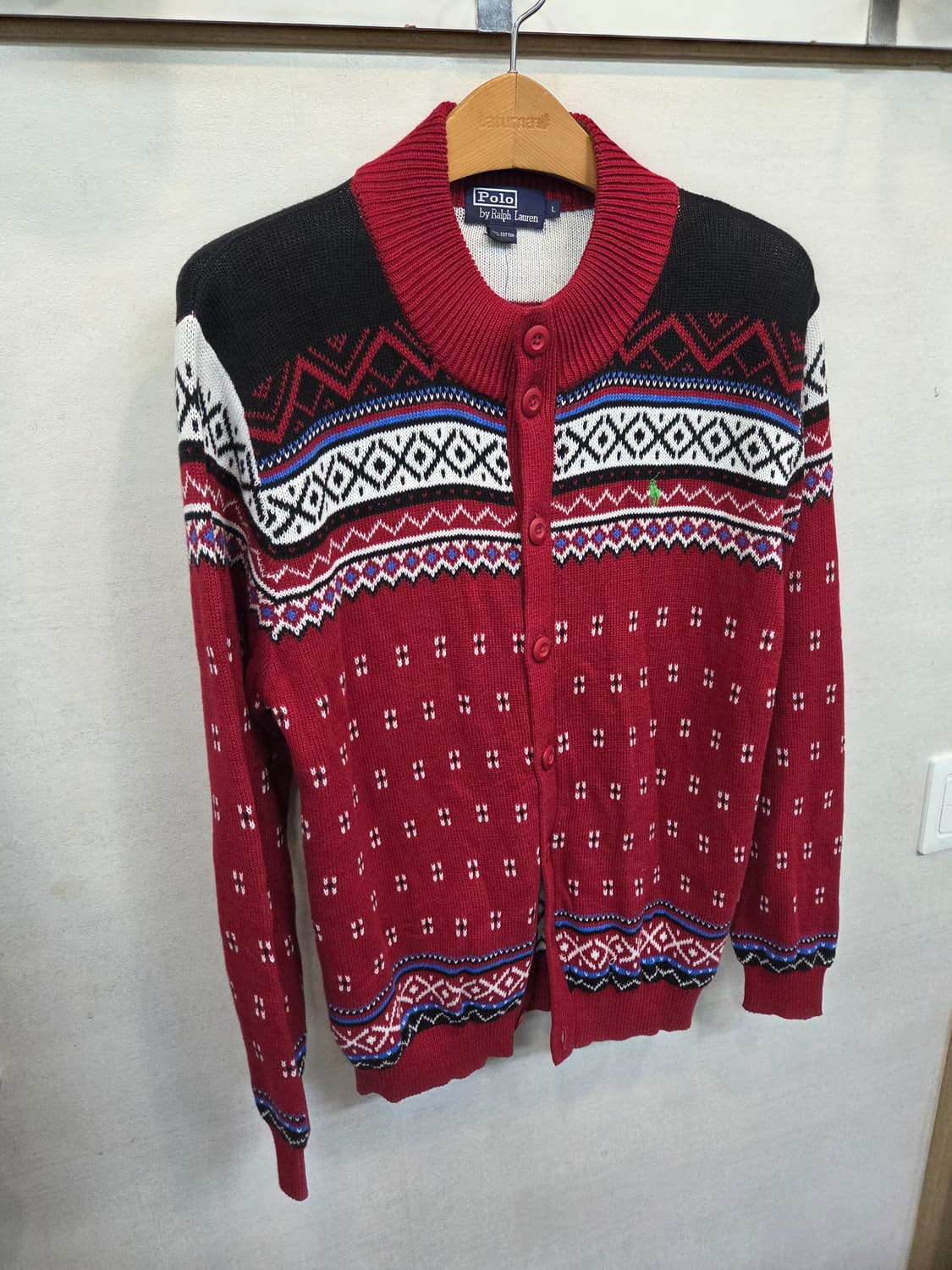 폴로랄프로렌 형광포니 인디언패턴 가디건 L 상품이미지6