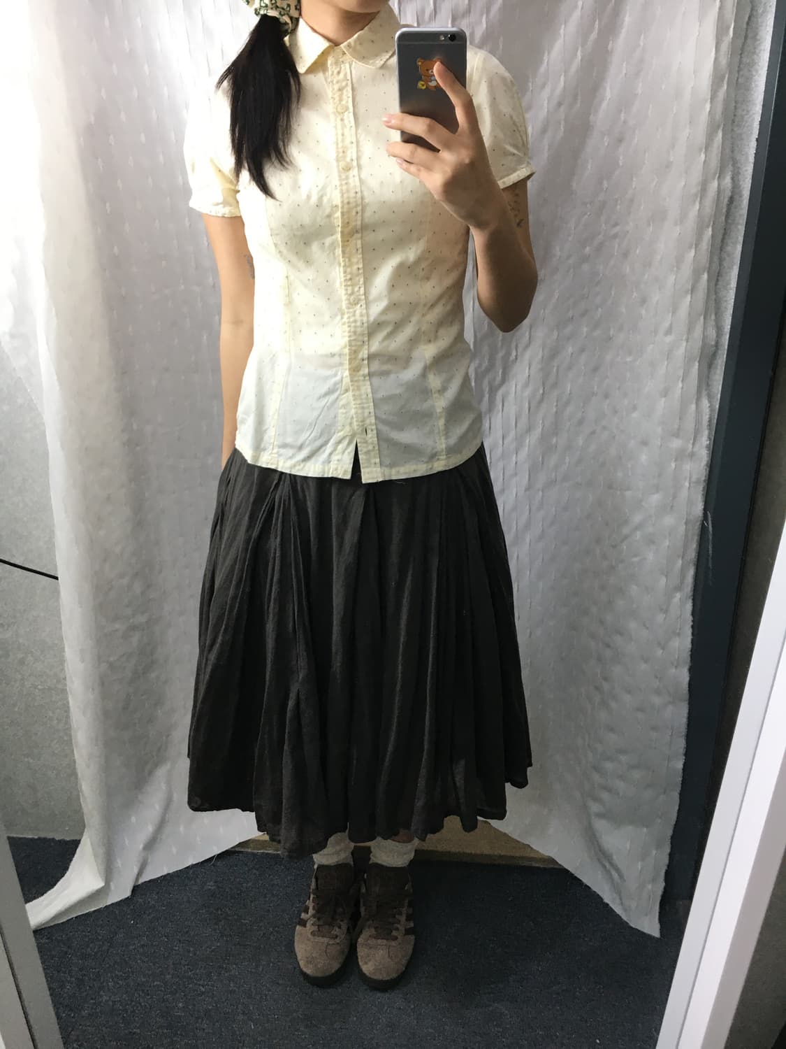 연노랑 도트 반소매 블라우스 상품이미지4