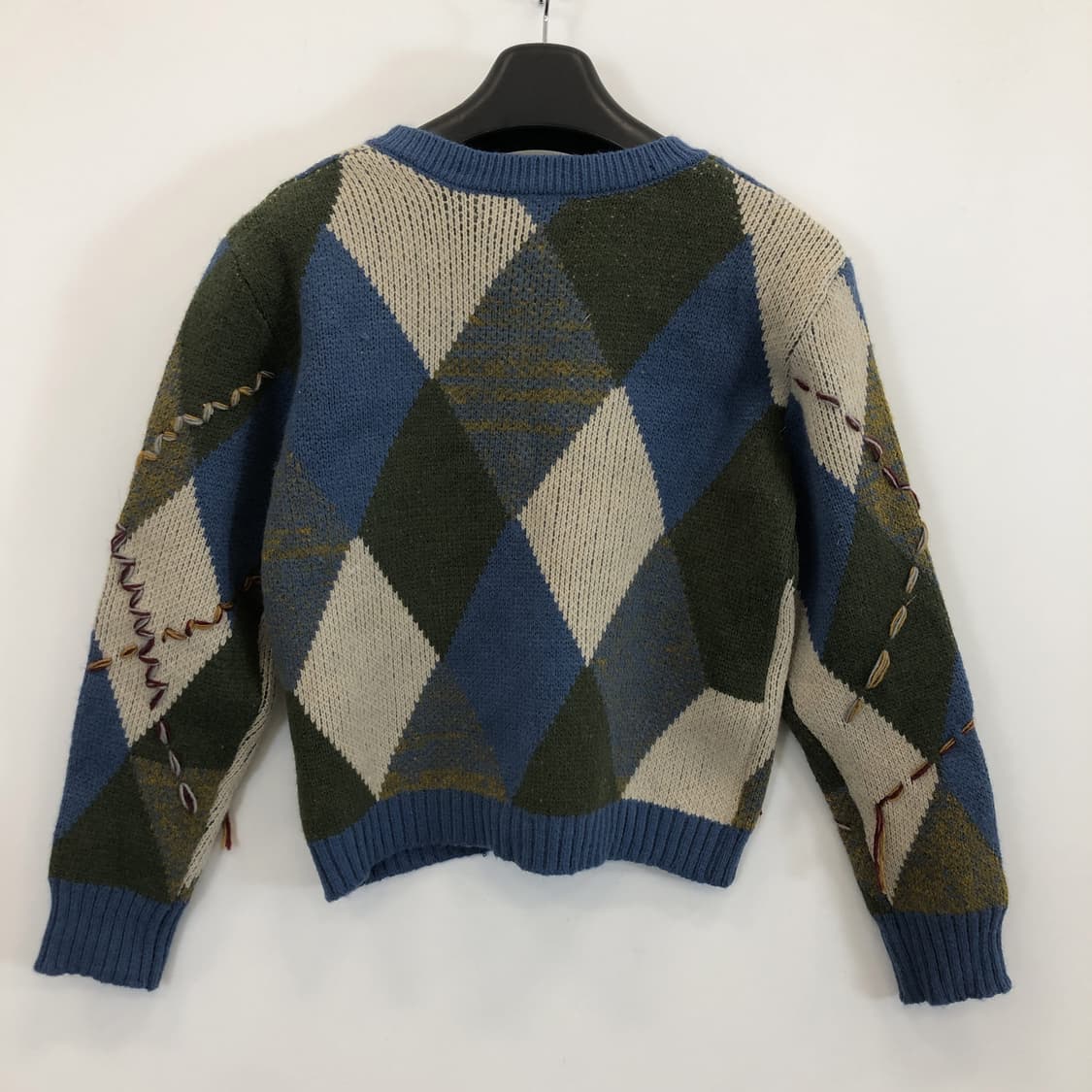 자라 (새상품) 자카드 아가일 울 크롭가디건 M 상품이미지4