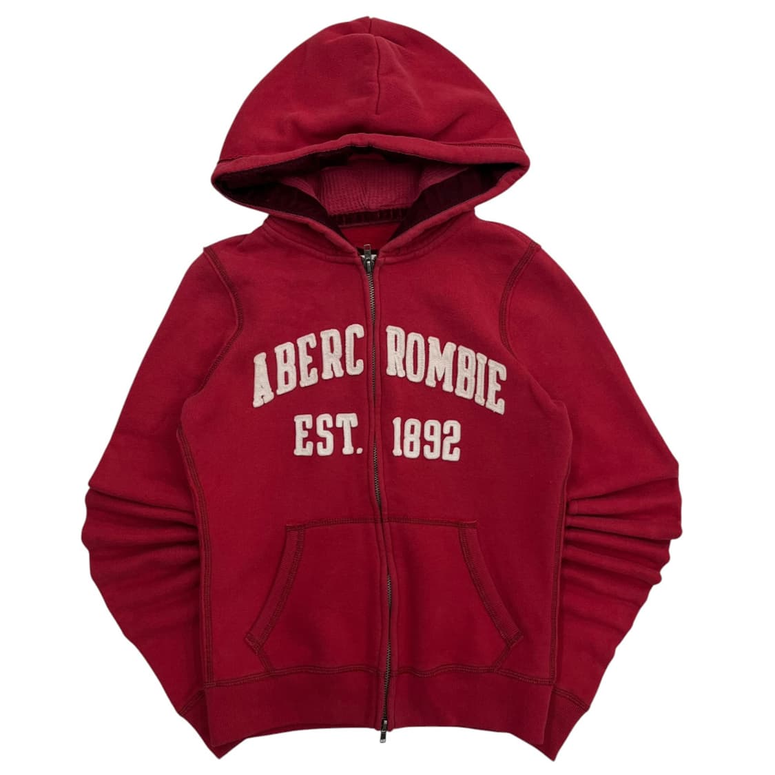 아베크롬비 딱붙핏 패치로고 레드 후드집업 S 상품이미지3