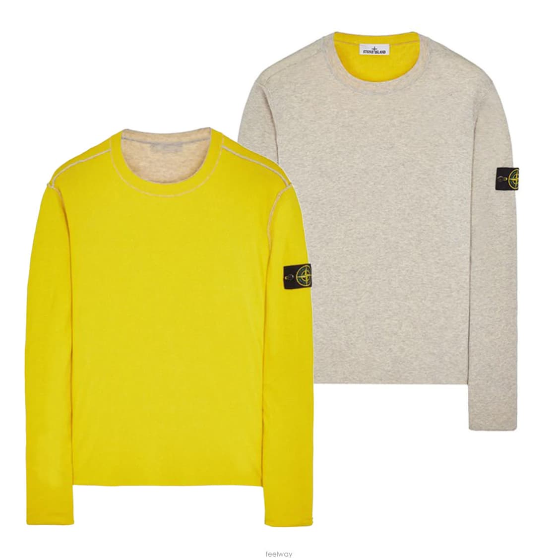 새상품(L)스톤아일랜드 와펜 리버시블 롱슬리브 맨투맨 그레이 옐로우 상품이미지7