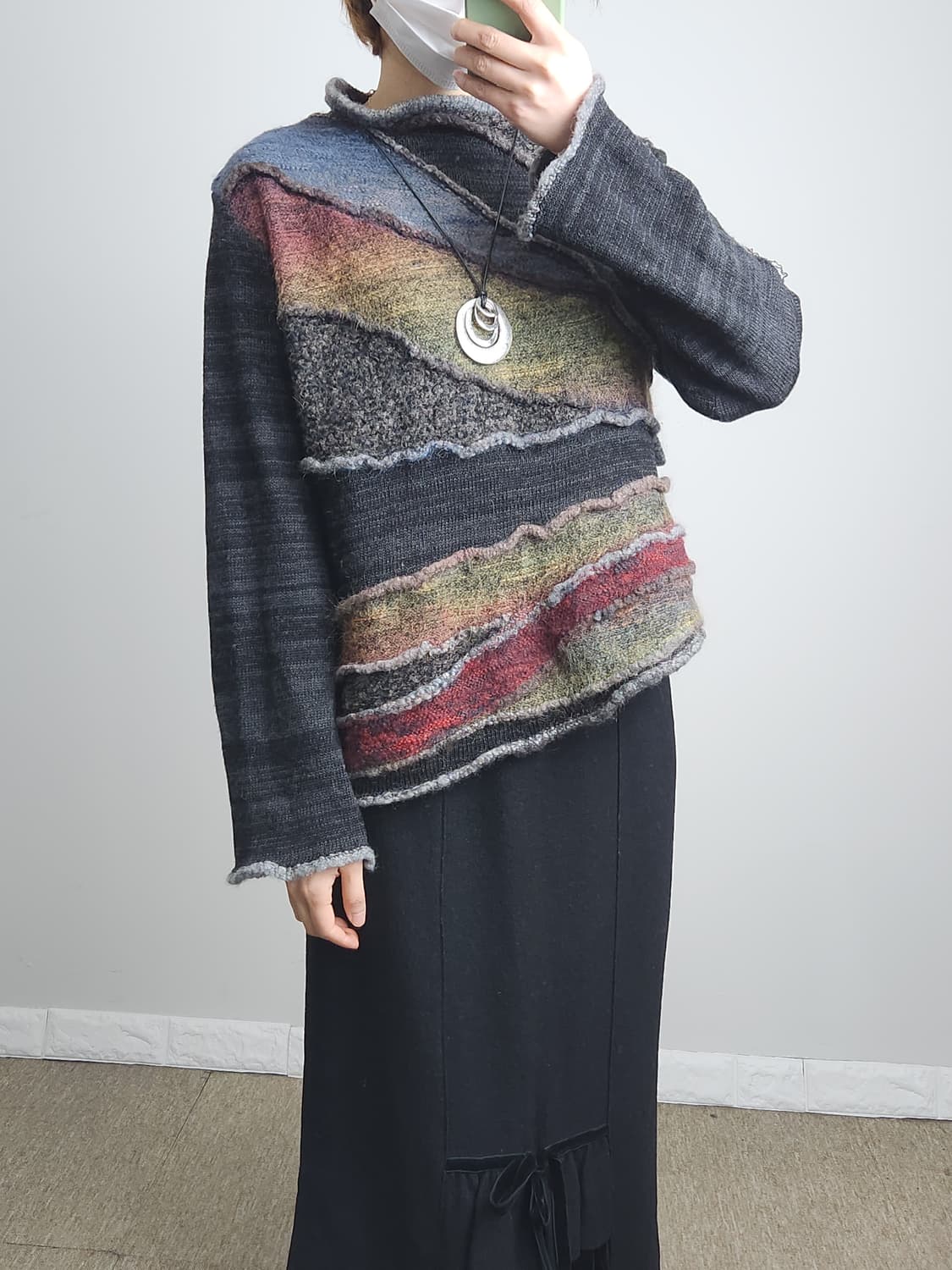 언발 니트 탑 상품이미지2