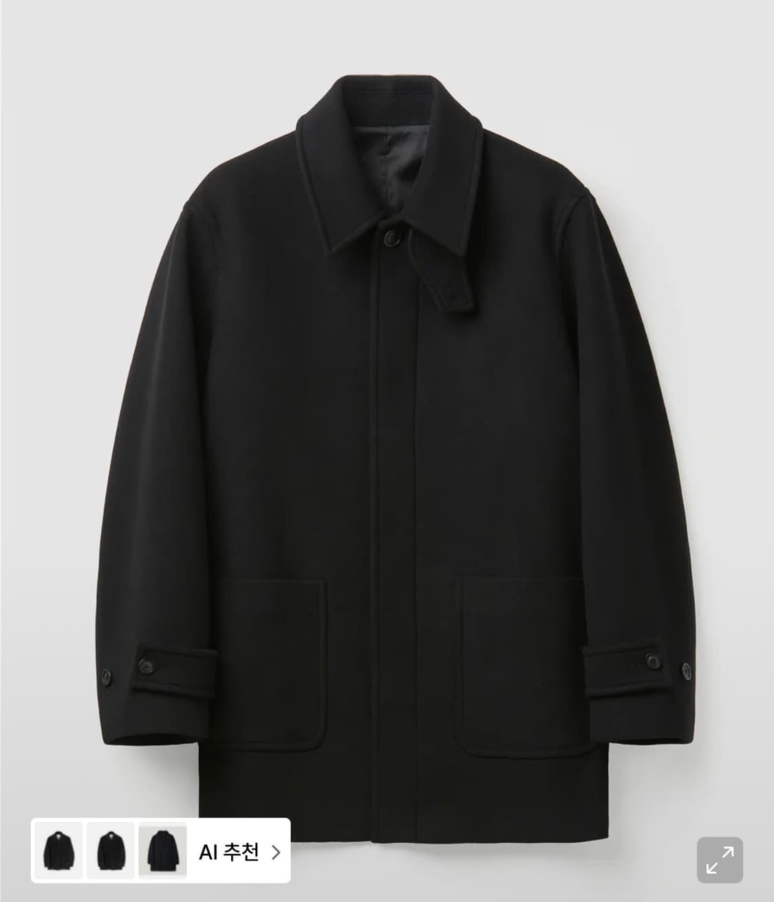 쿠어 벨란디 캐시미어 블렌드 하프 코트 (블랙/WF) 상품이미지4