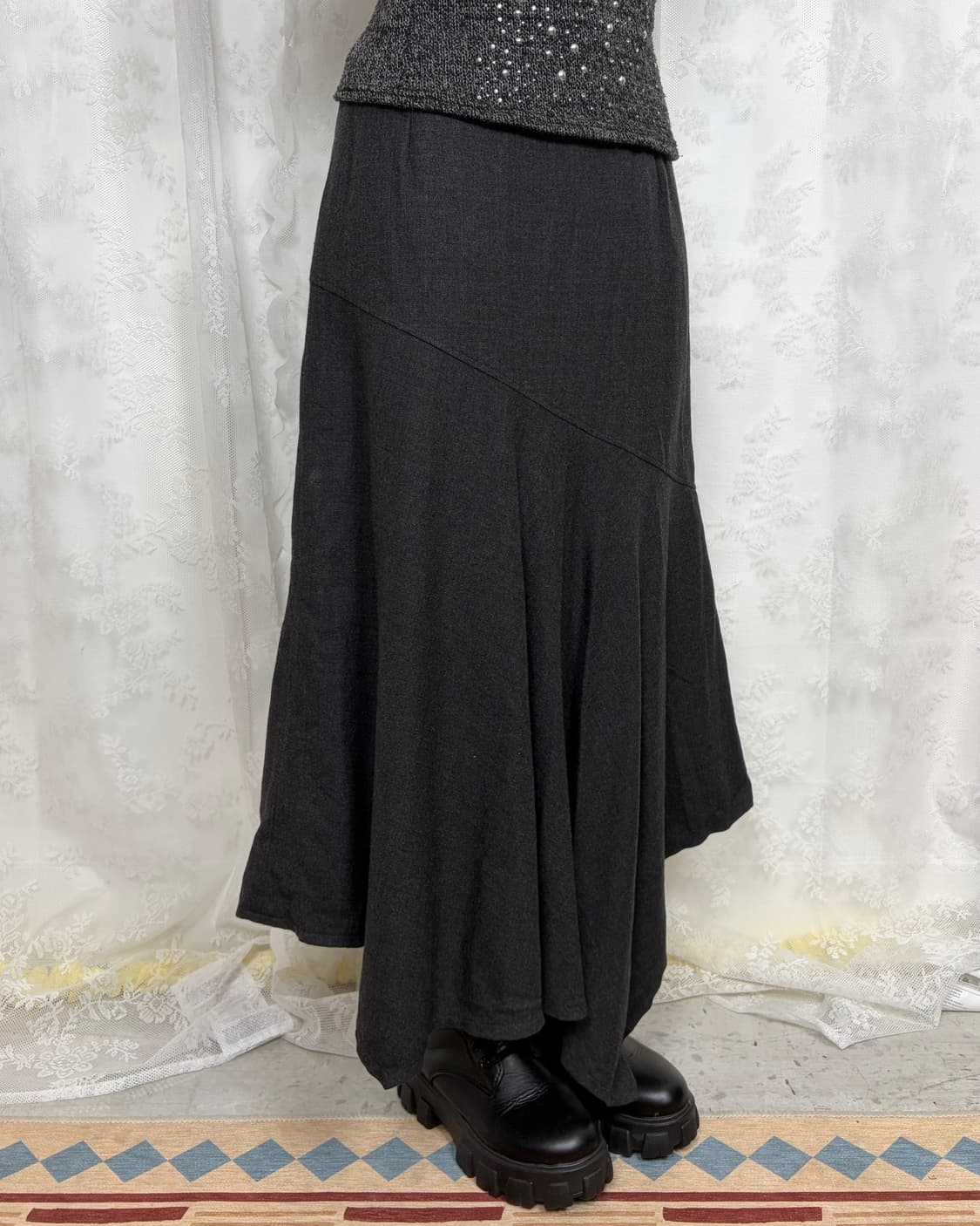 ANNA BASSANI asymmetric flare long skirt 상품이미지8