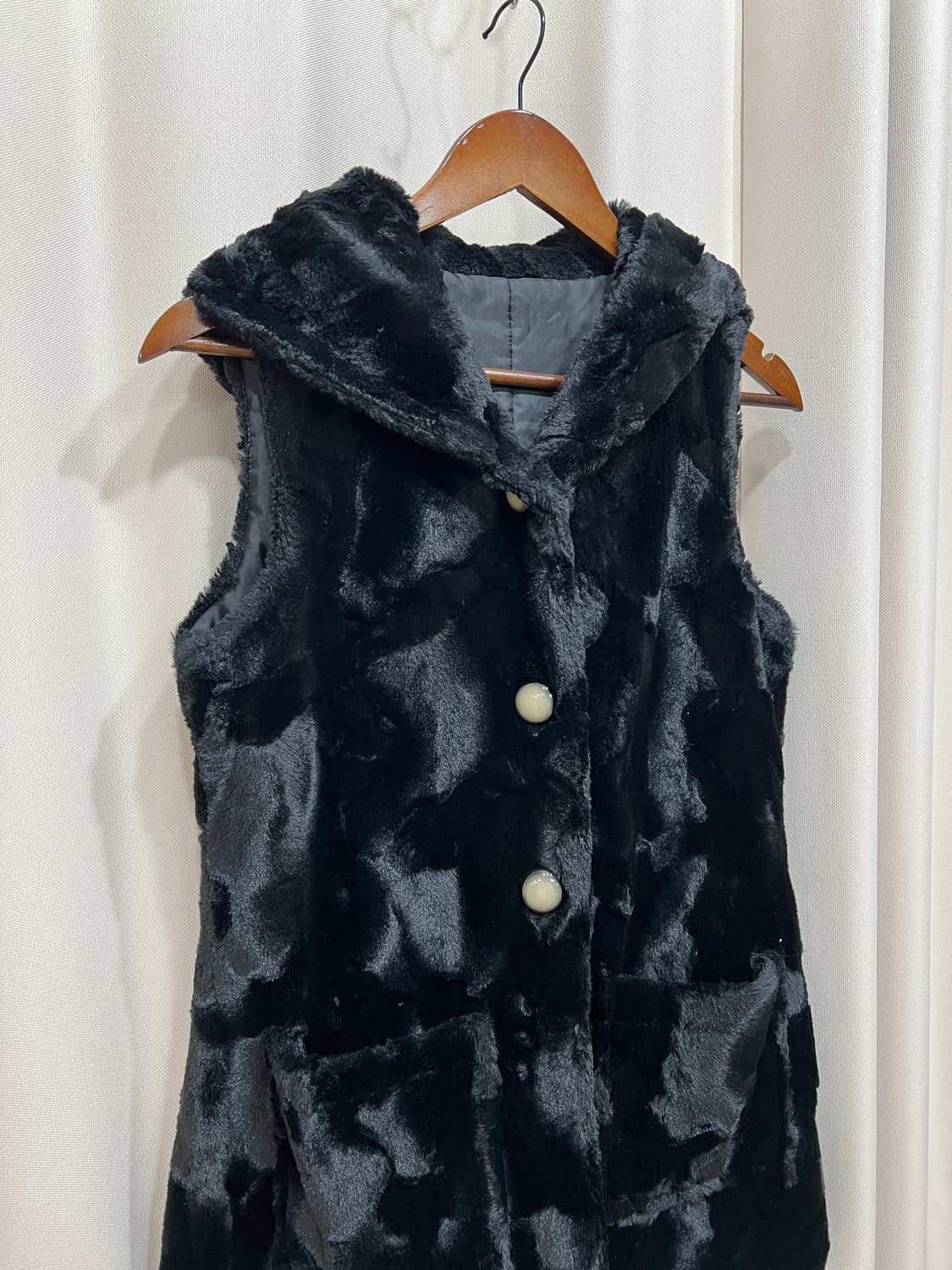 여성 후드 퍼 베스트 자켓  상품이미지3