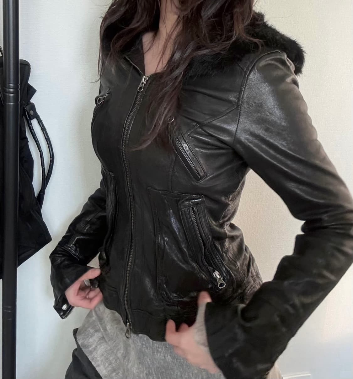 SYSTEMATIC 시스테마틱 퍼 트리밍 후드 레더 자켓 상품이미지1