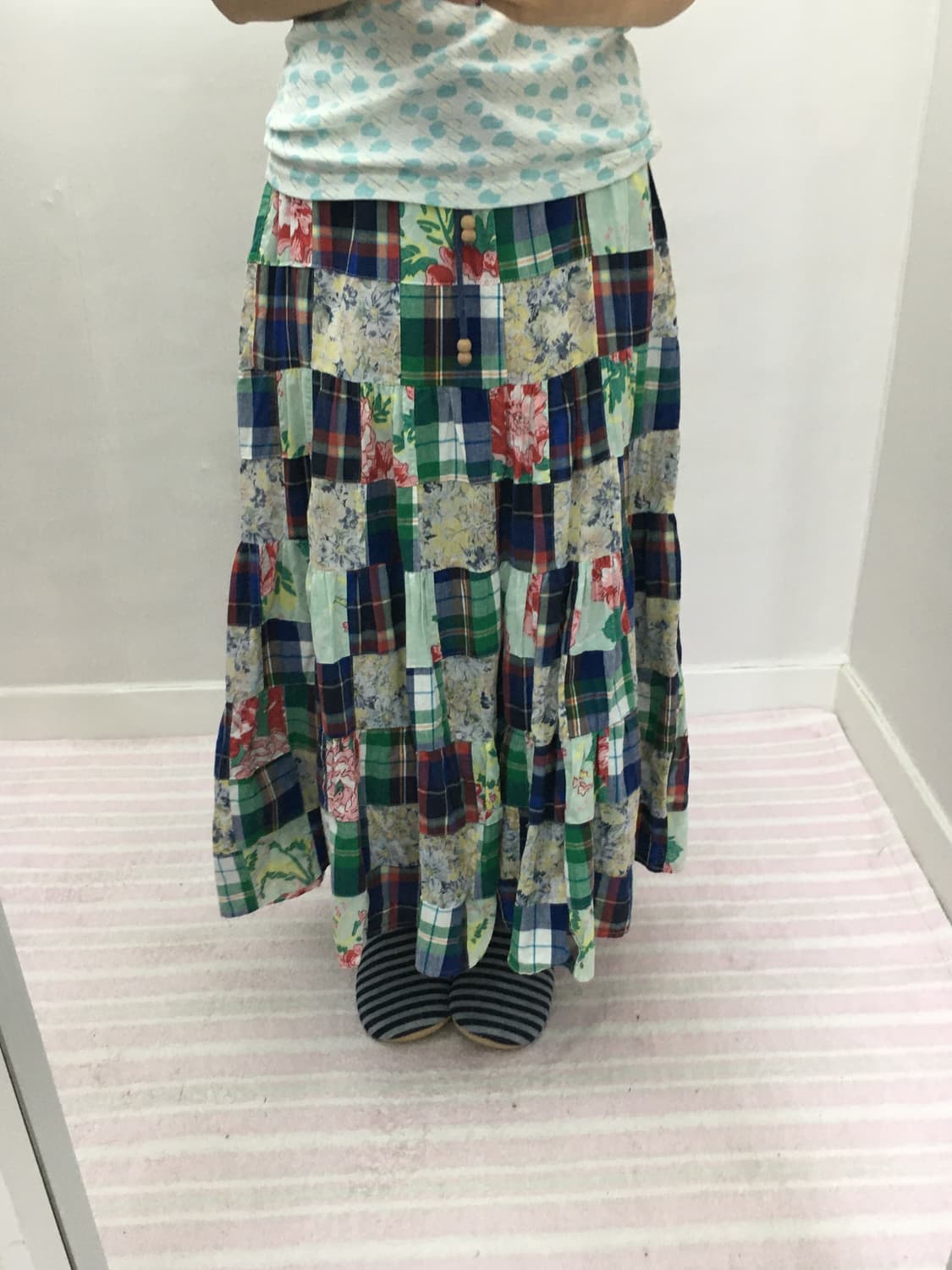 민트 플라워 패치 롱 스커트 상품이미지9