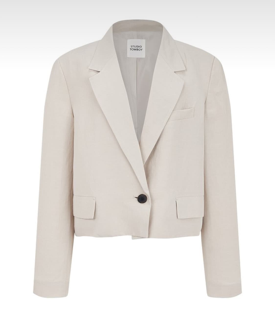 [Studio Tomboy]스튜디오톰보이 크롭 원버튼자켓(라이트베이지) 상품이미지1