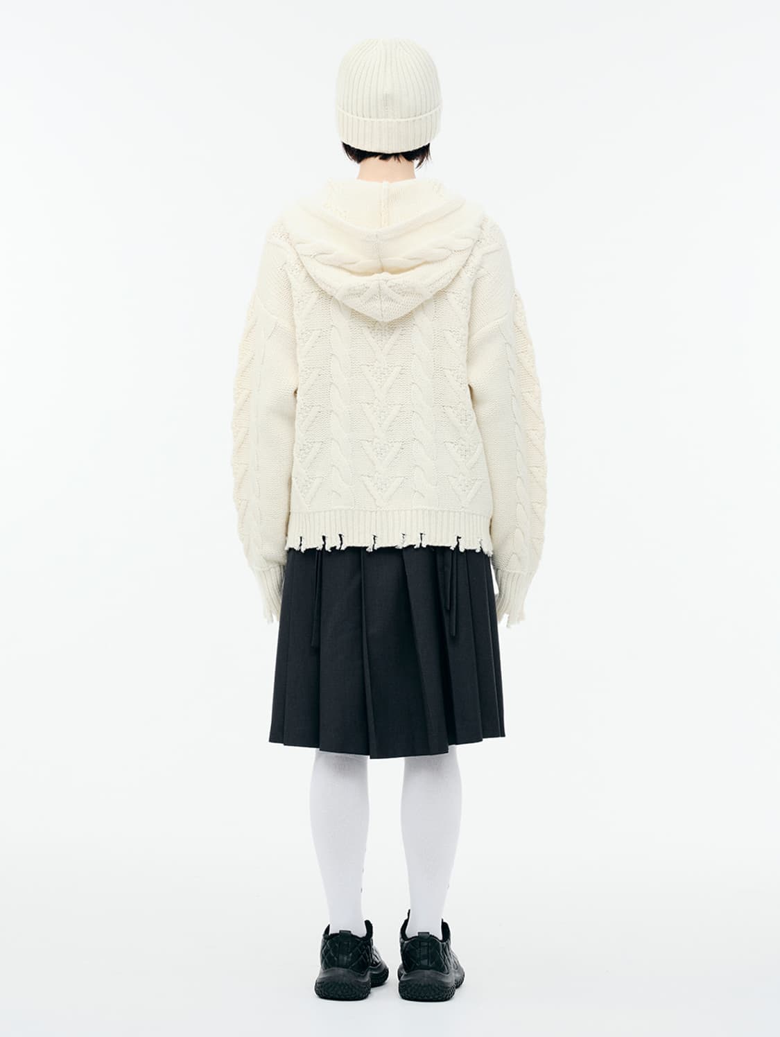 뚜오미오 데미지 케이블 가디건 크림 상품이미지4