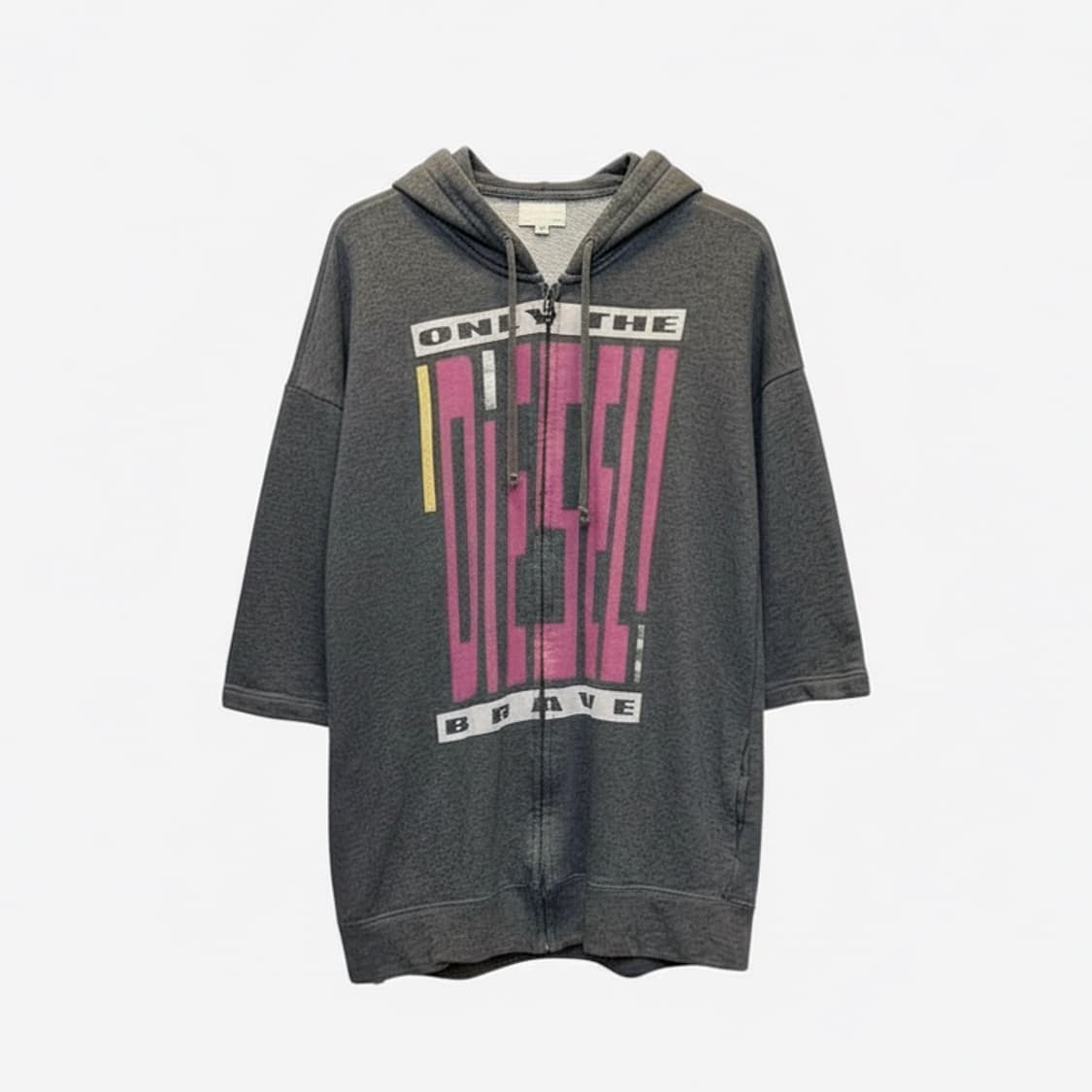 디젤 Y2K 롱바디 후드집업 브레이브 그래픽 디테일 그레이 상품이미지1