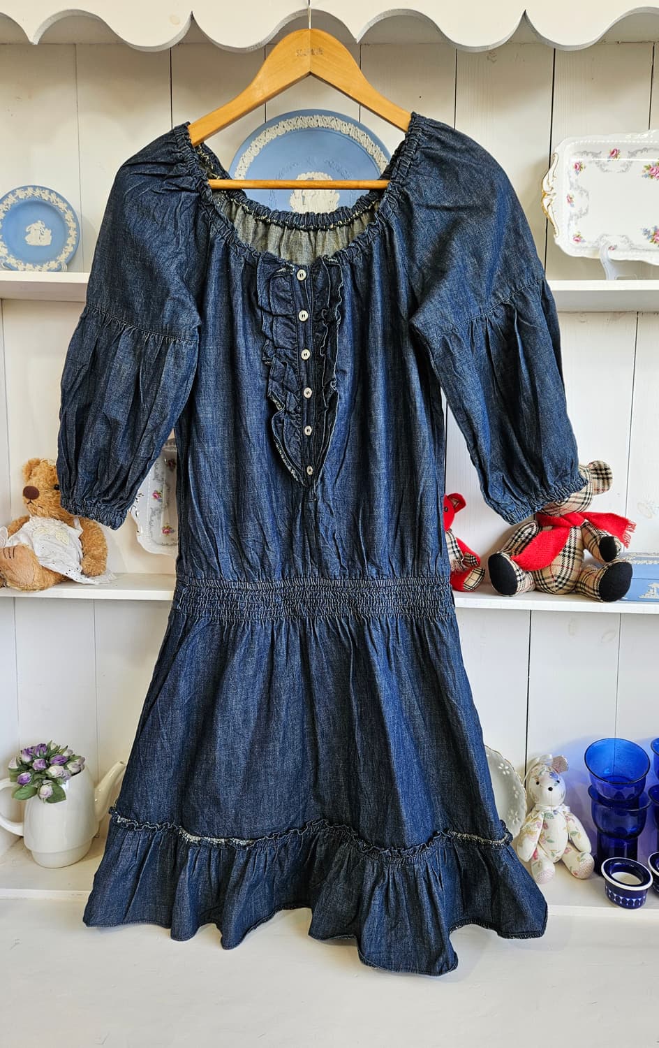 LEST ROSE(레스트로즈) 데님 오프숄더 원피스 상품이미지1