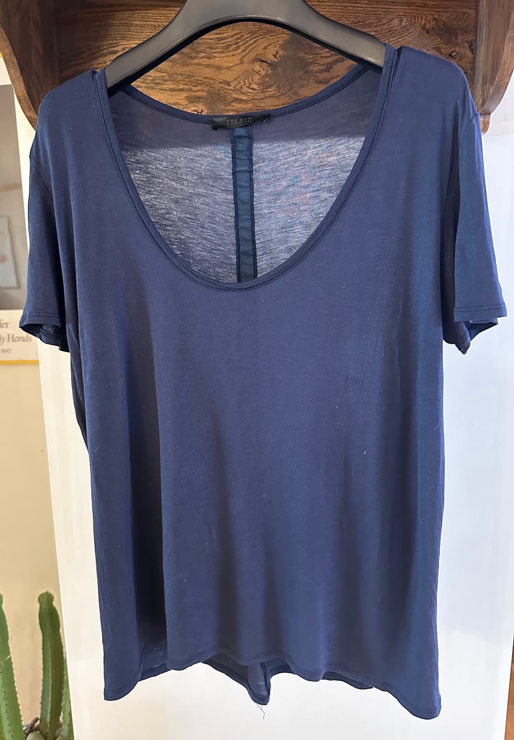 더 로우 네이비 실크 혼방 반팔 티셔츠(L) 상품이미지1