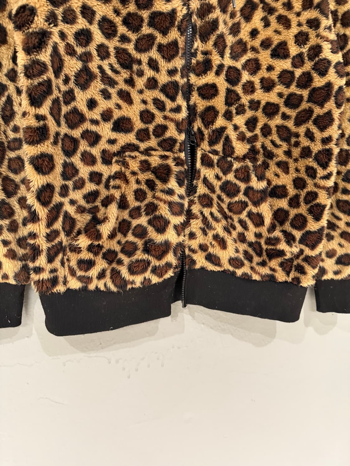 leopard pattern fleece hood zip-up  상품이미지6