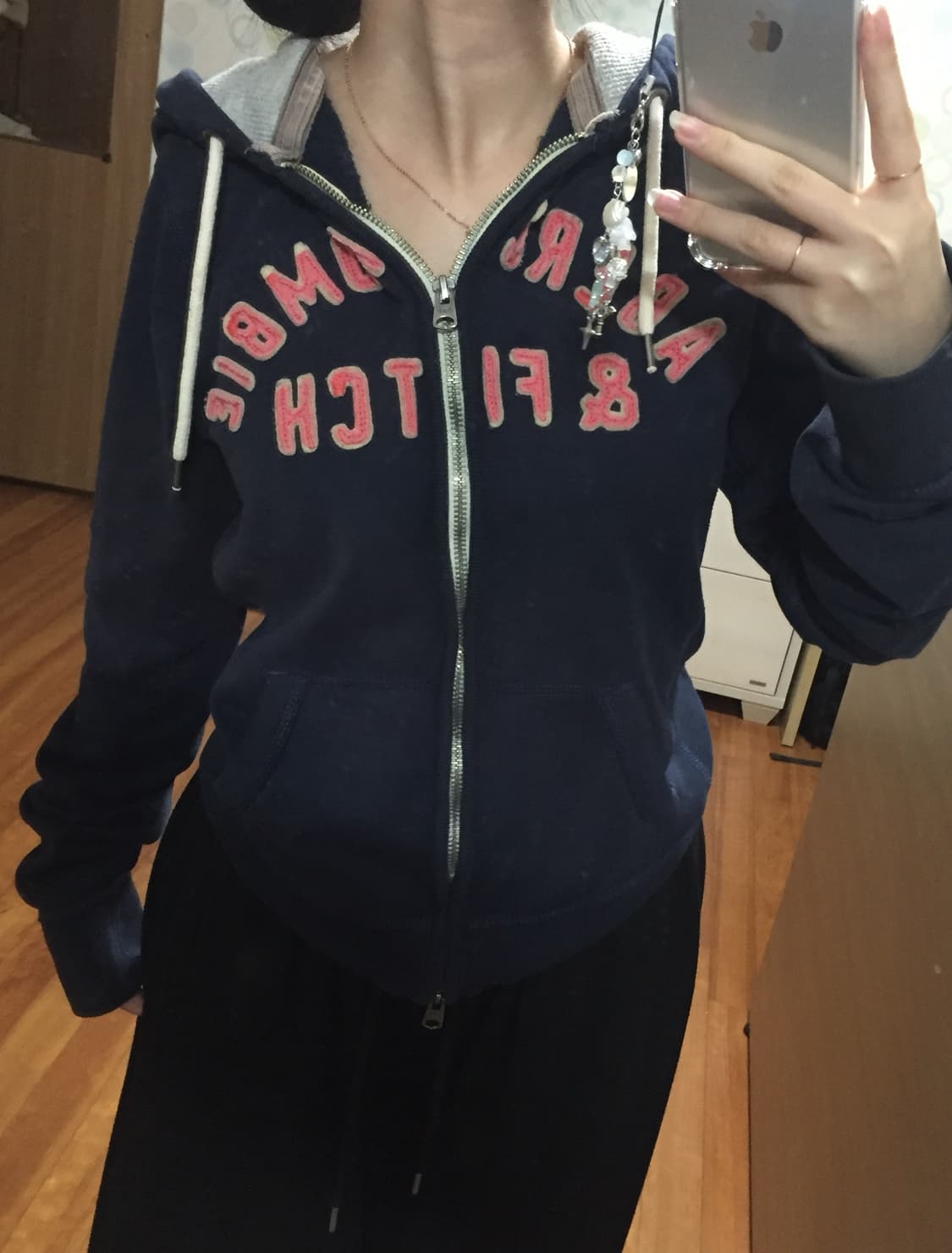 아베크롬비 아치 로고 네이비 후드집업 상품이미지2