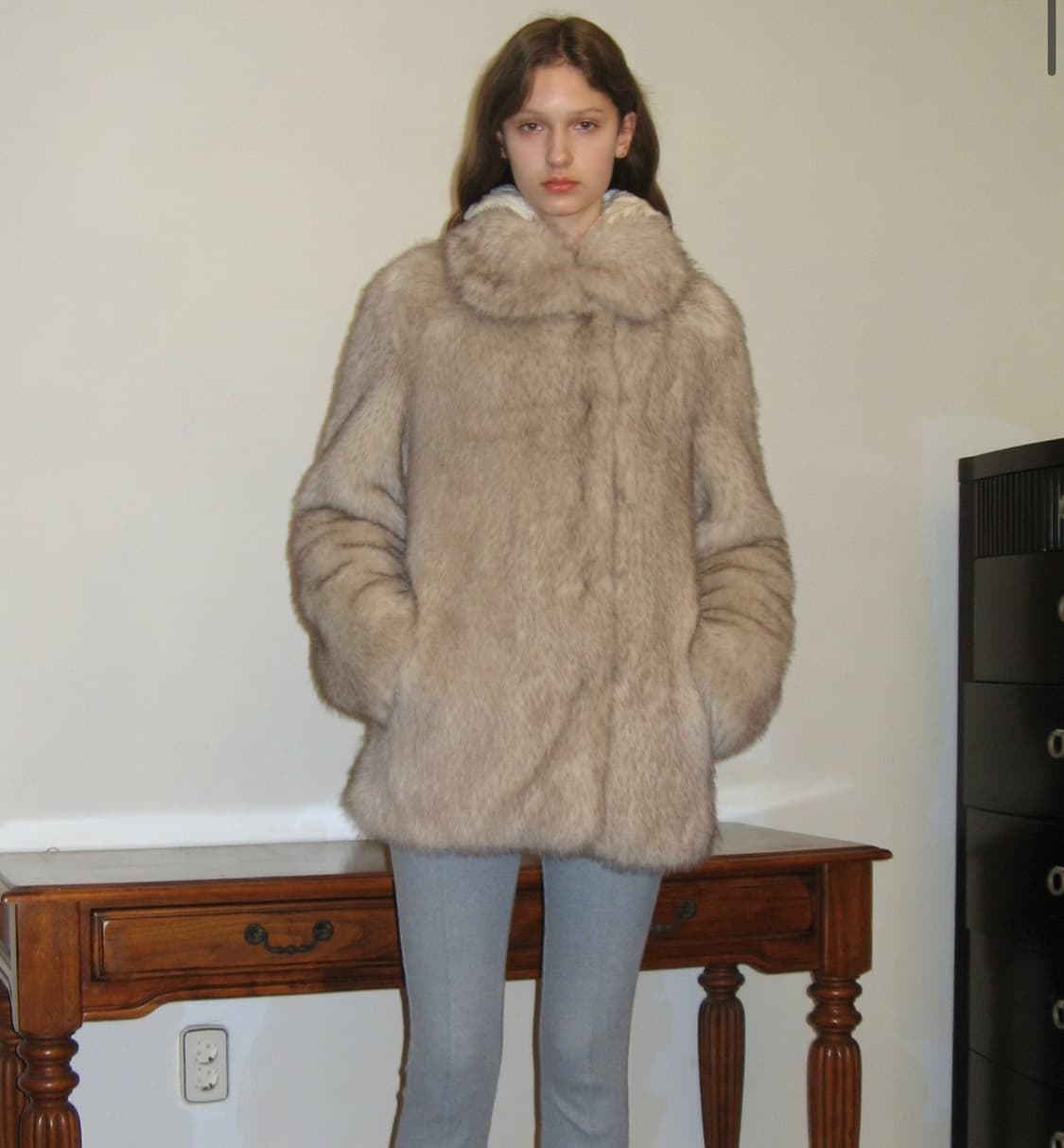 시눈 HEAVY MIX FUR JACKET (ASH BROWN) 상품이미지2