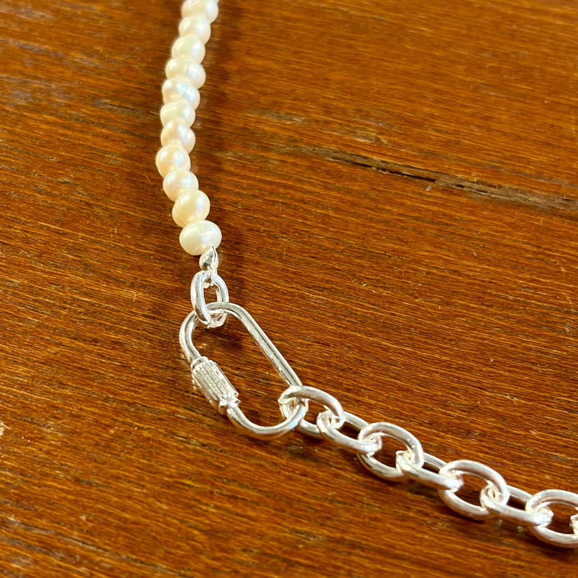 새상품 신주 실버코팅 진주체인 목걸이 상품이미지6