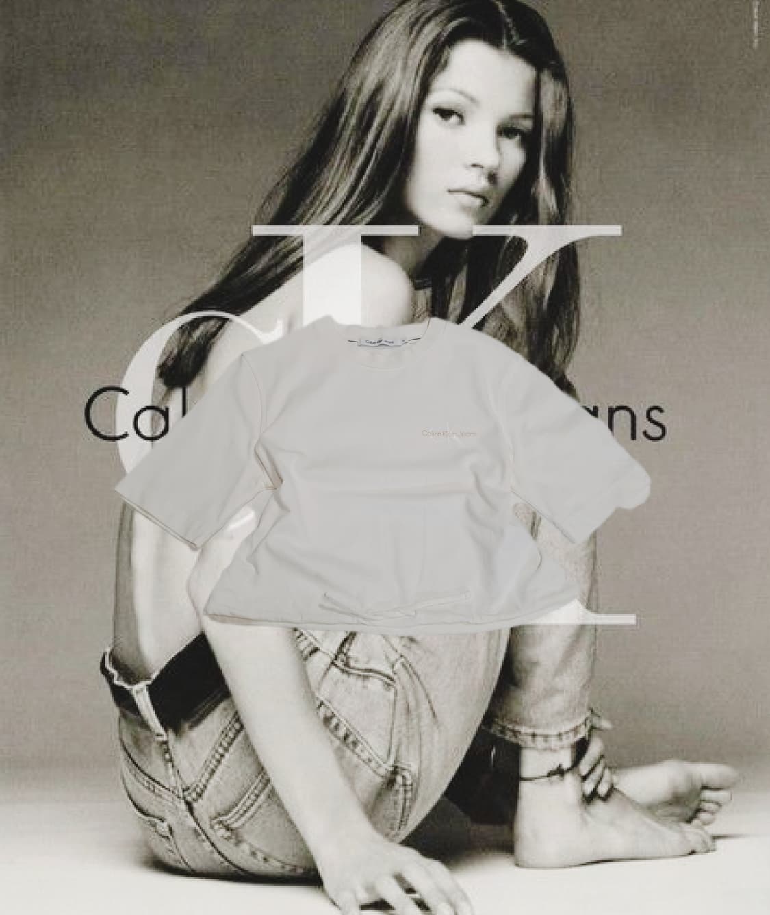 캘빈클라인 조임 시보리 크롭 반팔티 xs 상품이미지1