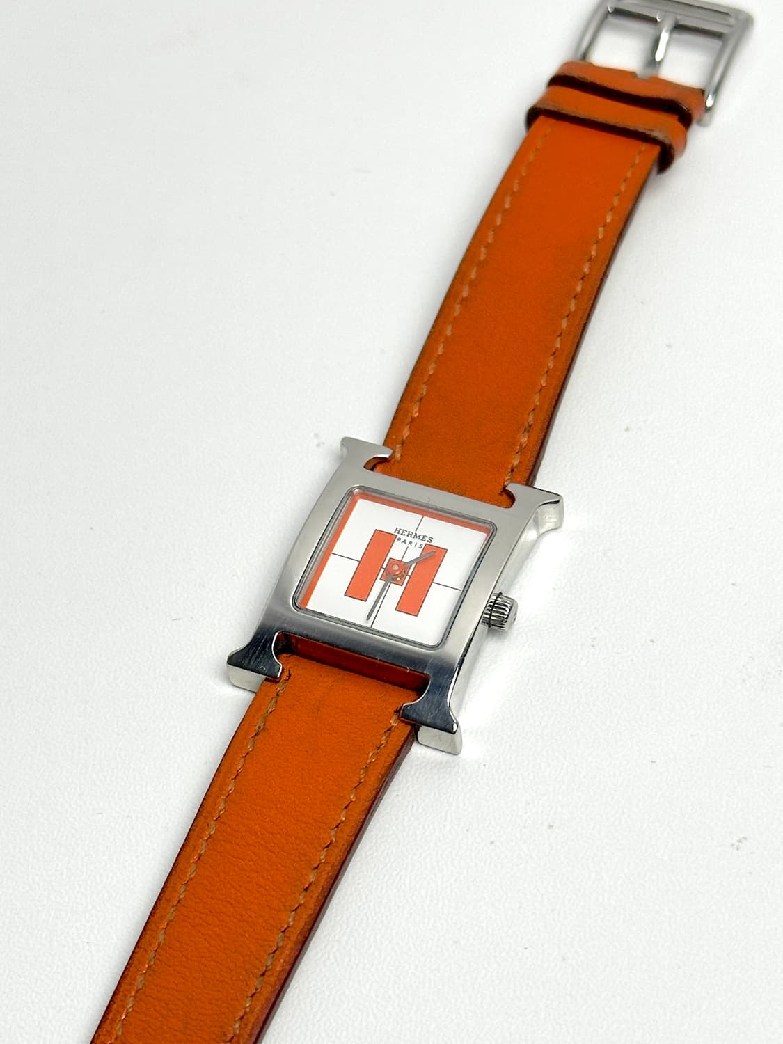 에르메스 H아워 오렌지 가죽 여성 시계 상품이미지4