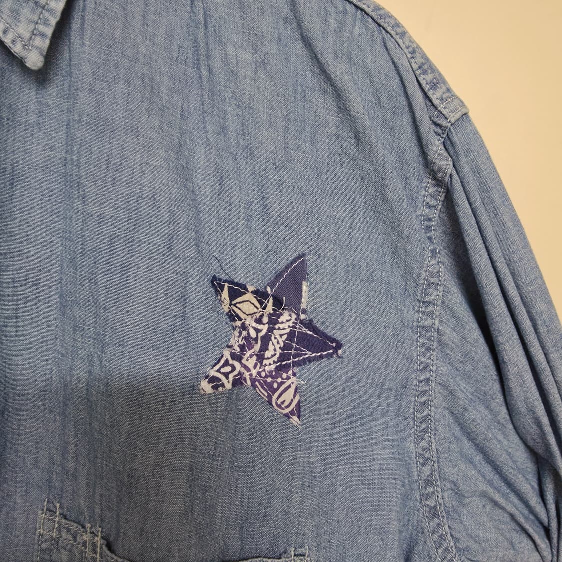 [L] 칼오라인 반다나 패치워크 샴브레이 워크셔츠 Cal O Line 상품이미지3