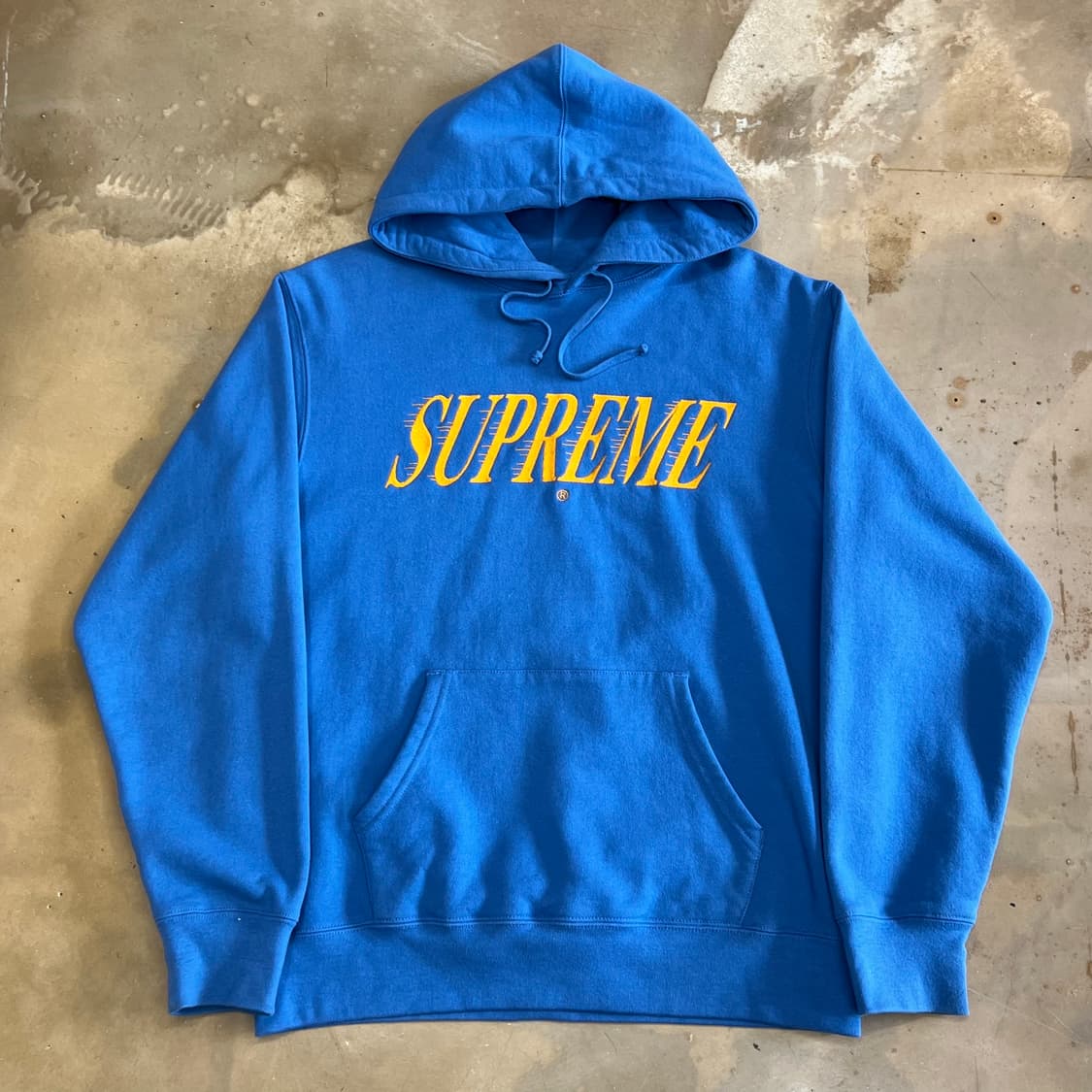 M 슈프림 기모 빅로고 자수 블루 후드티 상품이미지2