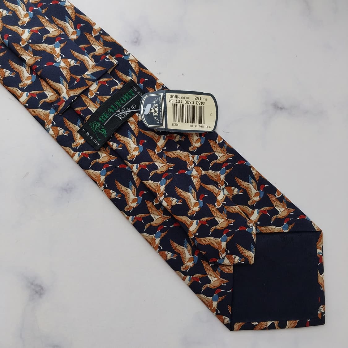 타이렉 넥타이 네이비 오리 모티브 새제품 9.7cm  K2602 상품이미지8